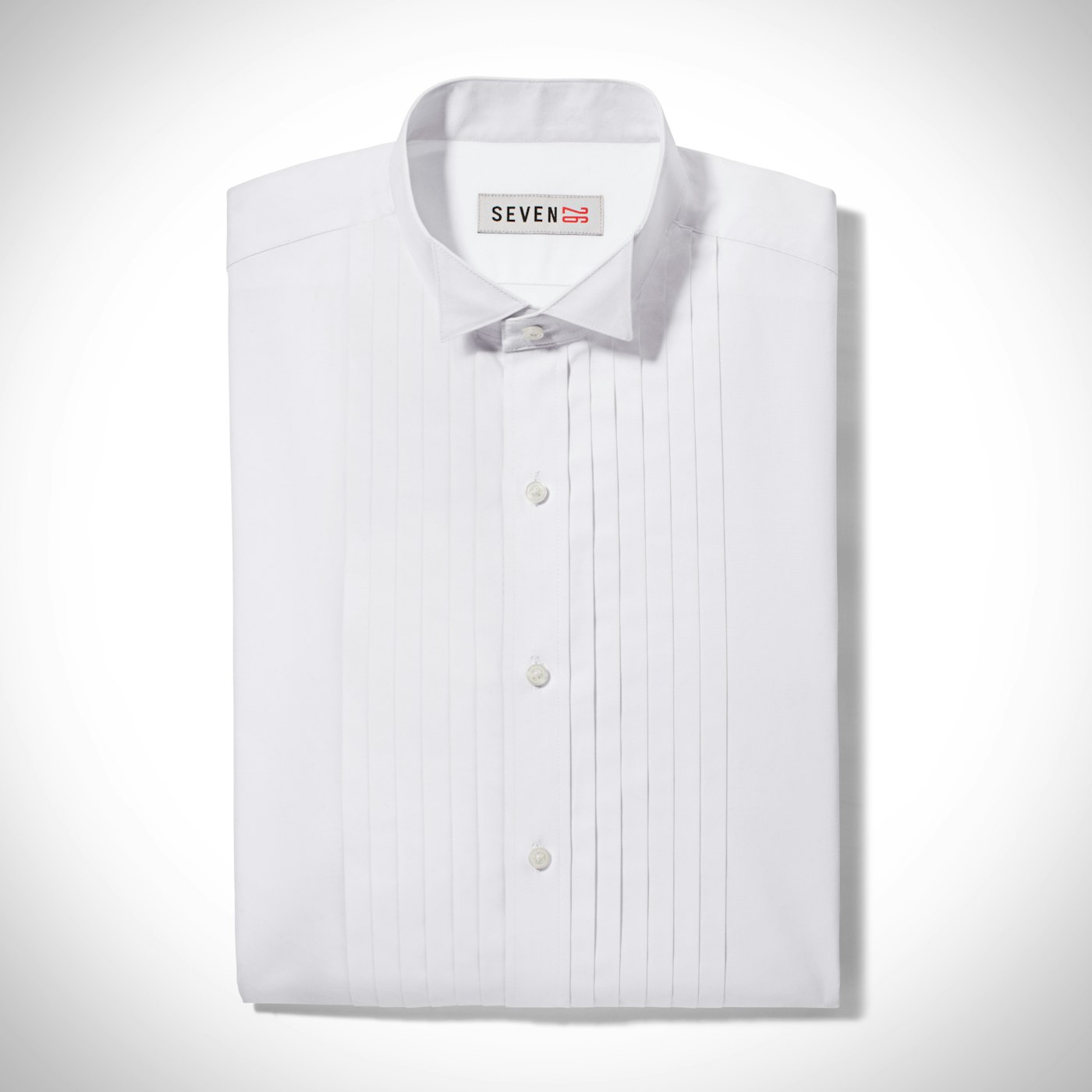 White Collar Pleated Wing Tip Shirt