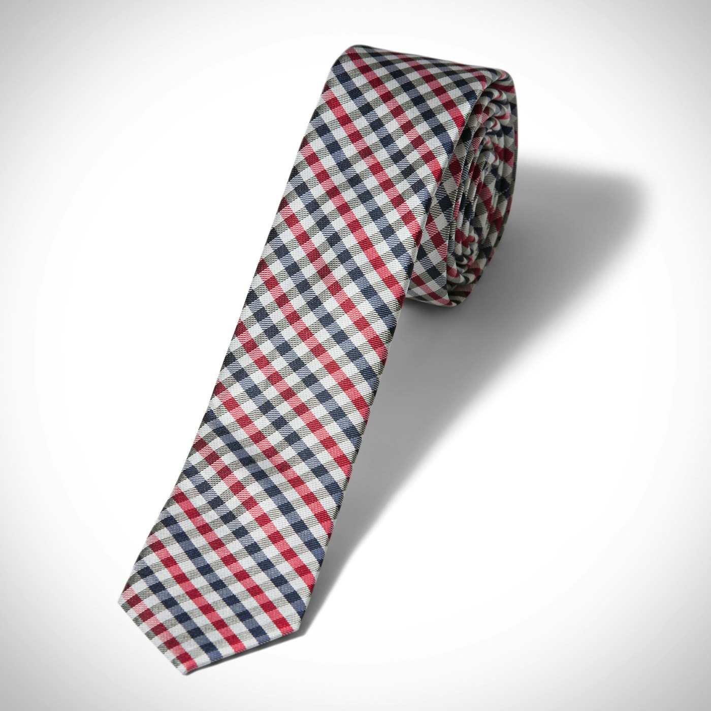 Red Gingham Skinny Tie