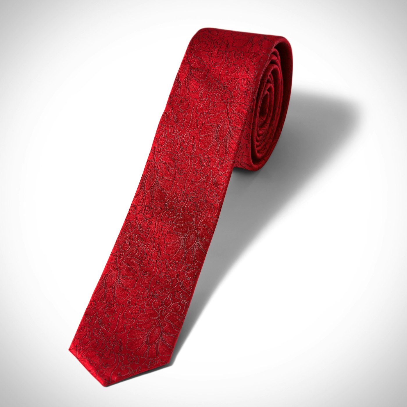 Skinny Ruby Etched Floral Tie