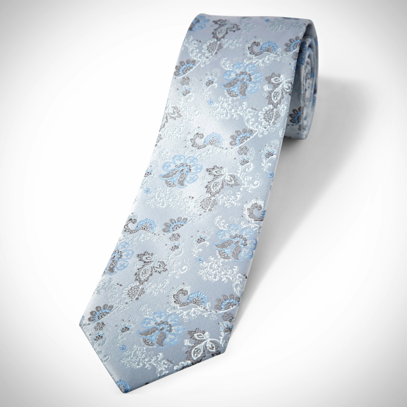 Silver Mist Antique Flowers Tie