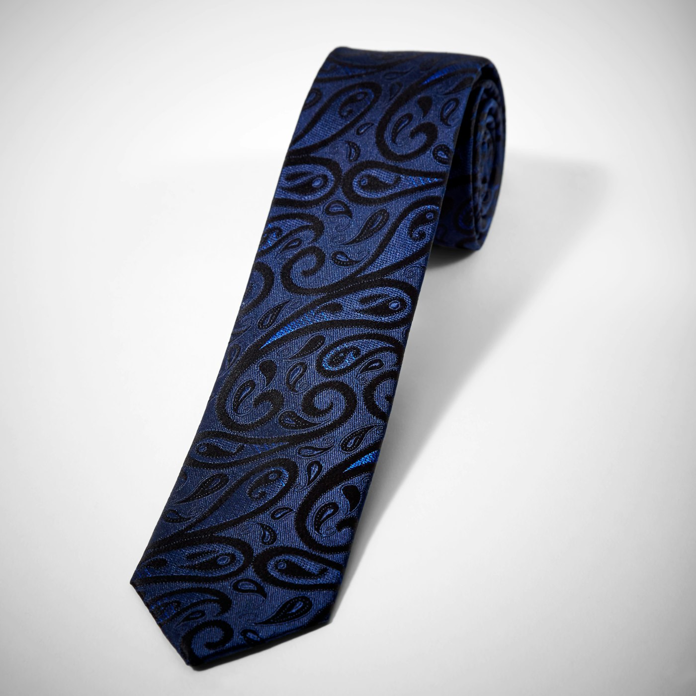 Skinny Navy with Black Paisley Tie