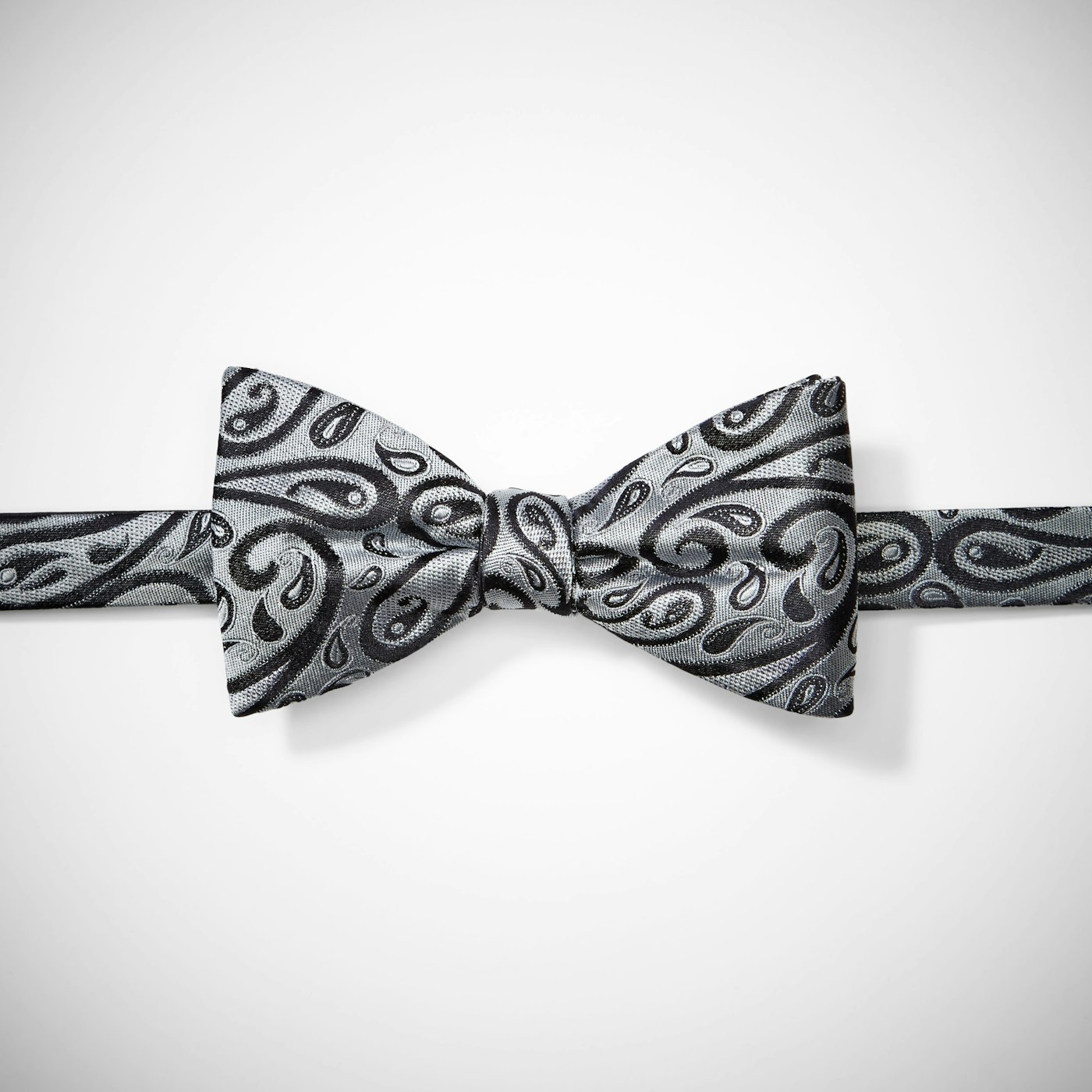 Silver with Black Paisley Bow Tie