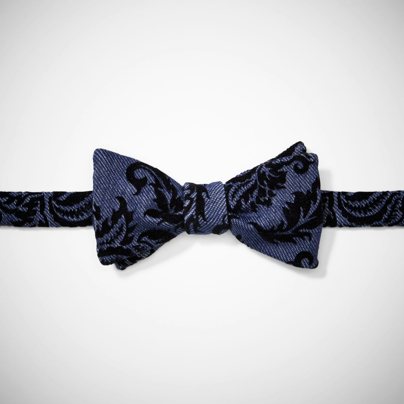 Blue Brocade Pre-Tied Bow Tie