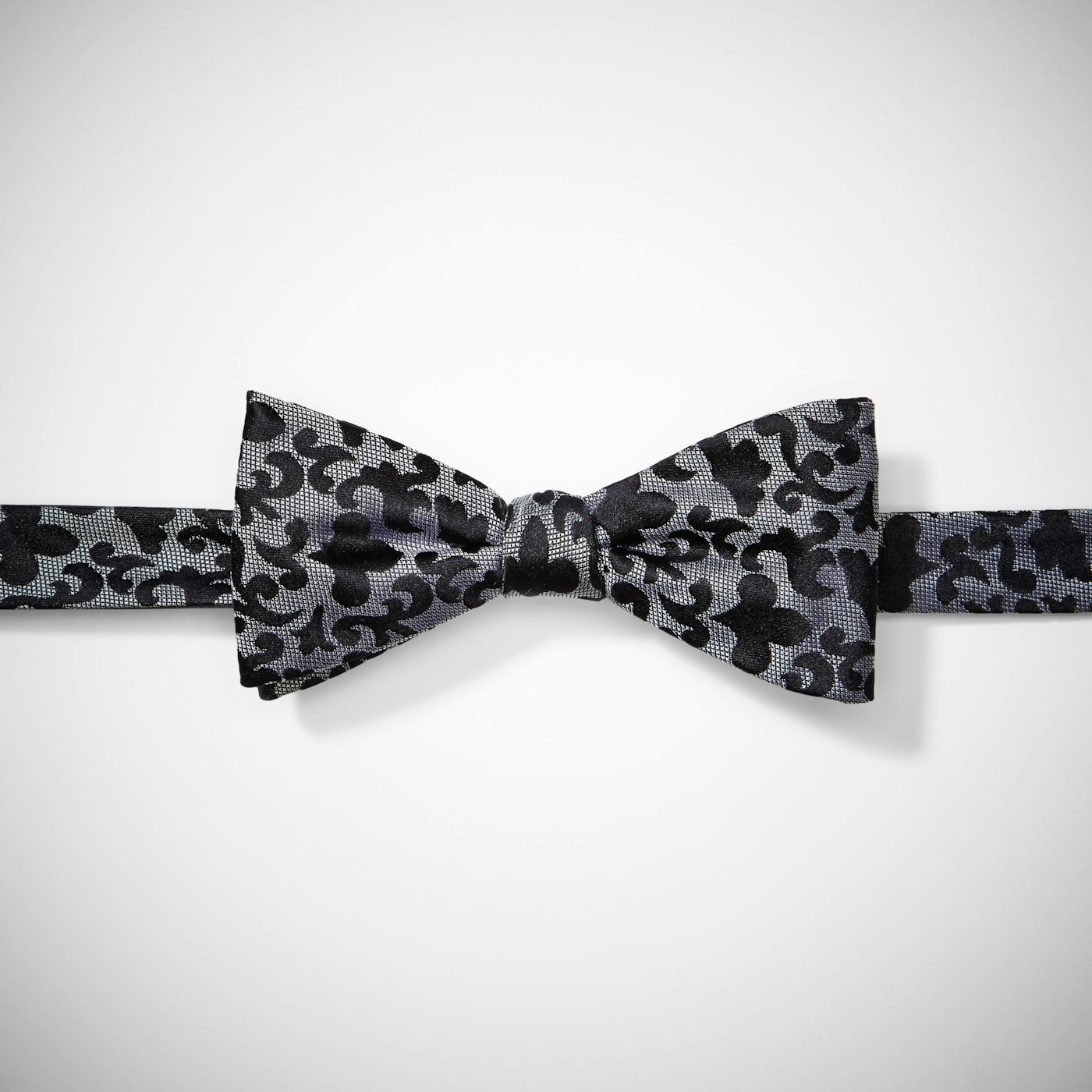 Gray Vintage Brocade Pre-Tied Bow Tie