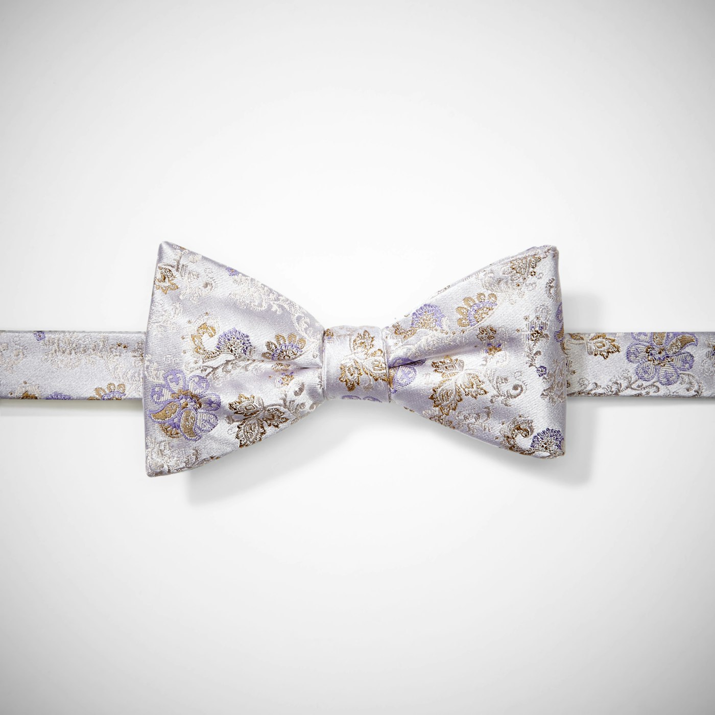Silver Peony Antique Flowers Bow Tie