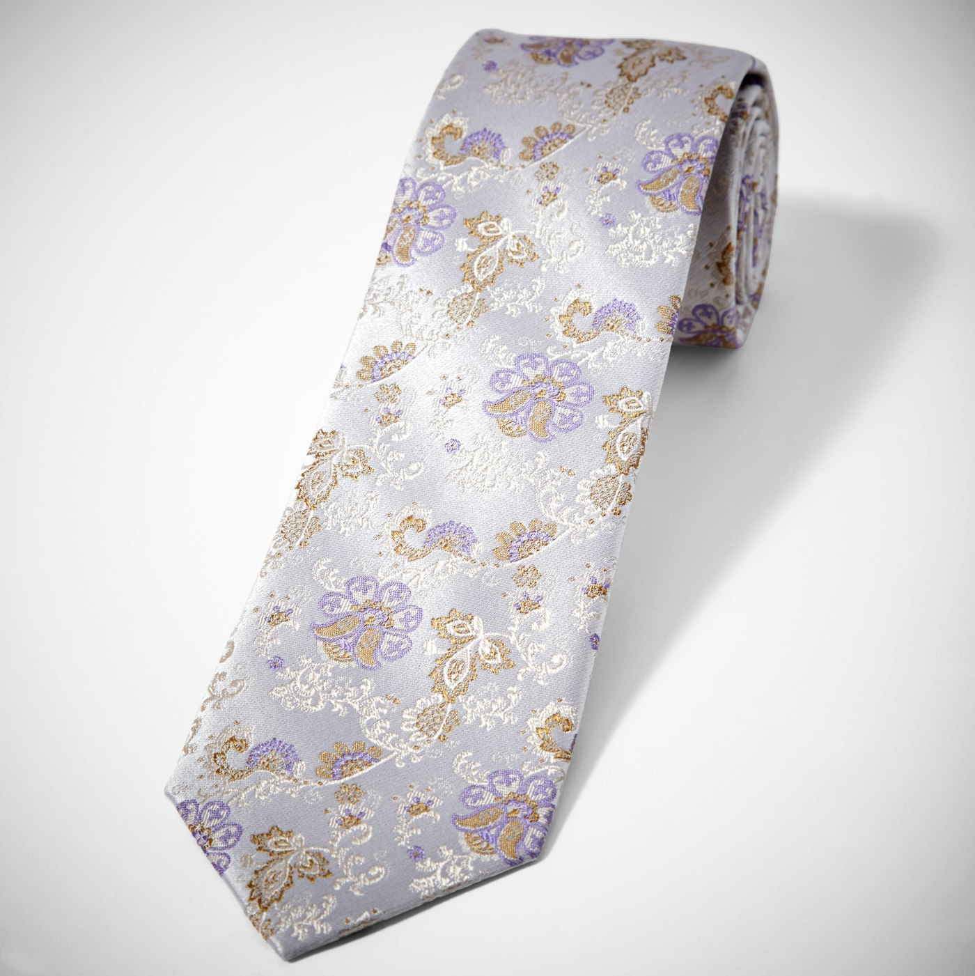 Silver Peony Antique Flowers Tie