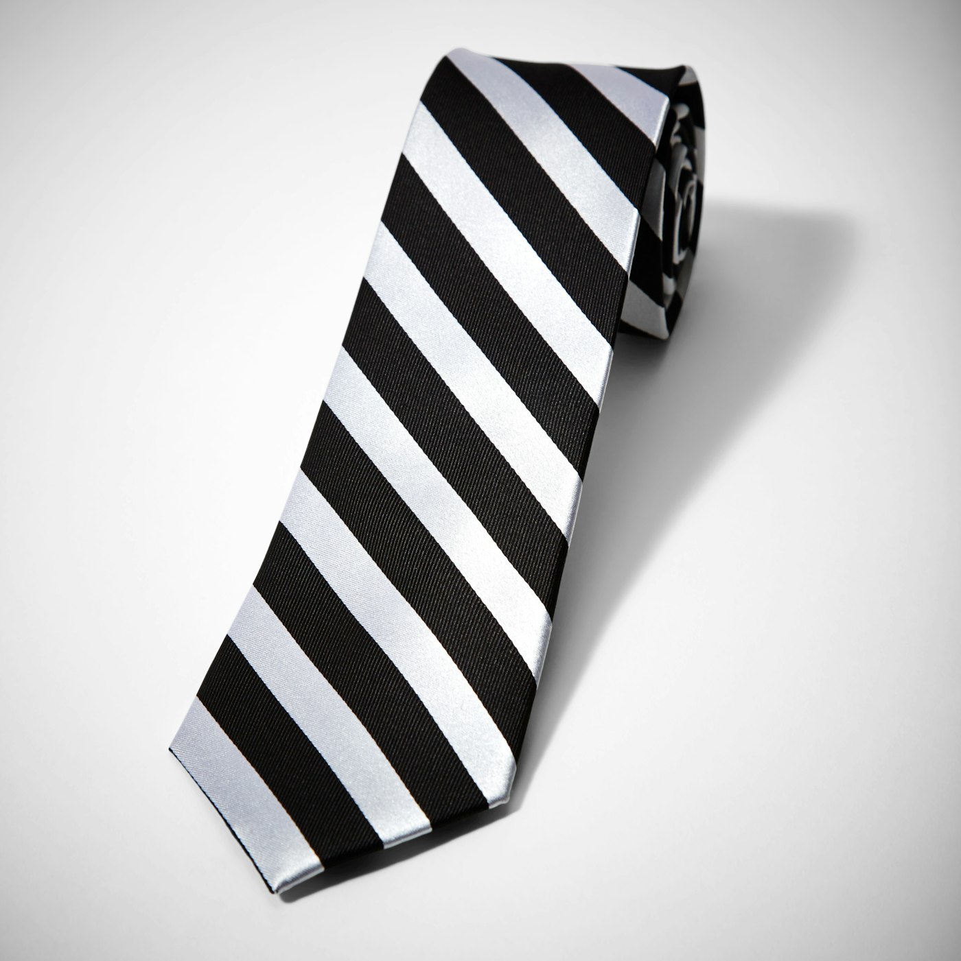 Black and White Wide Stripe Tie
