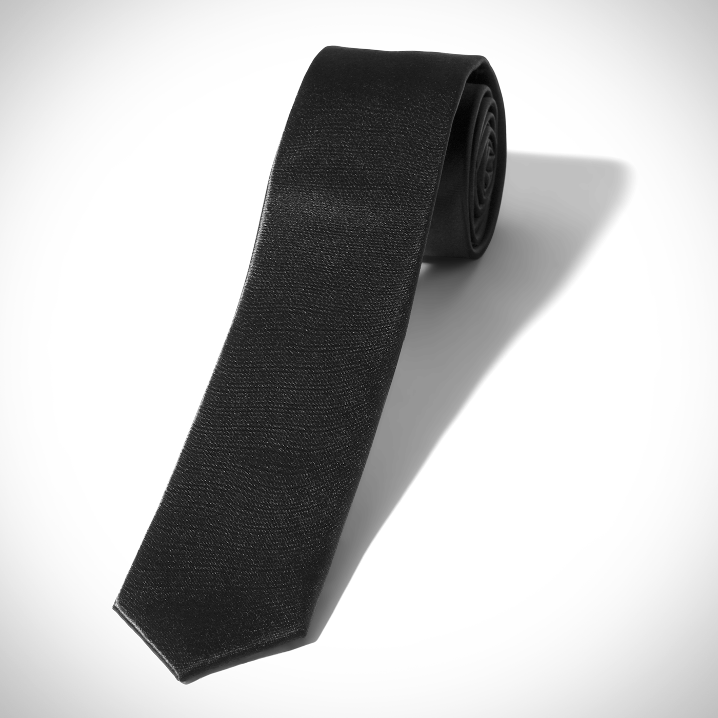 Skinny Black Satin Tie