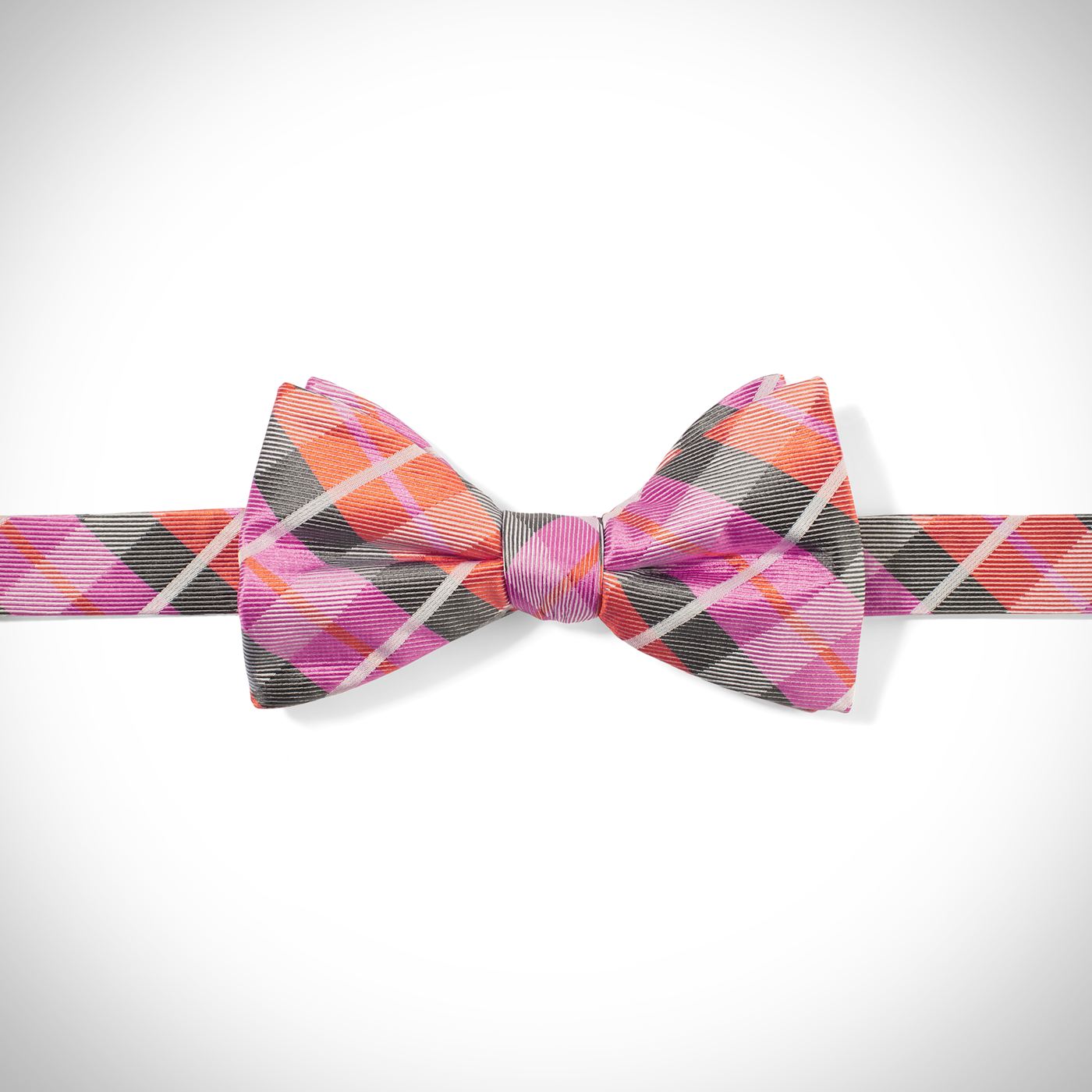 Orange Oversized Plaid Pre-Tied Bow Tie