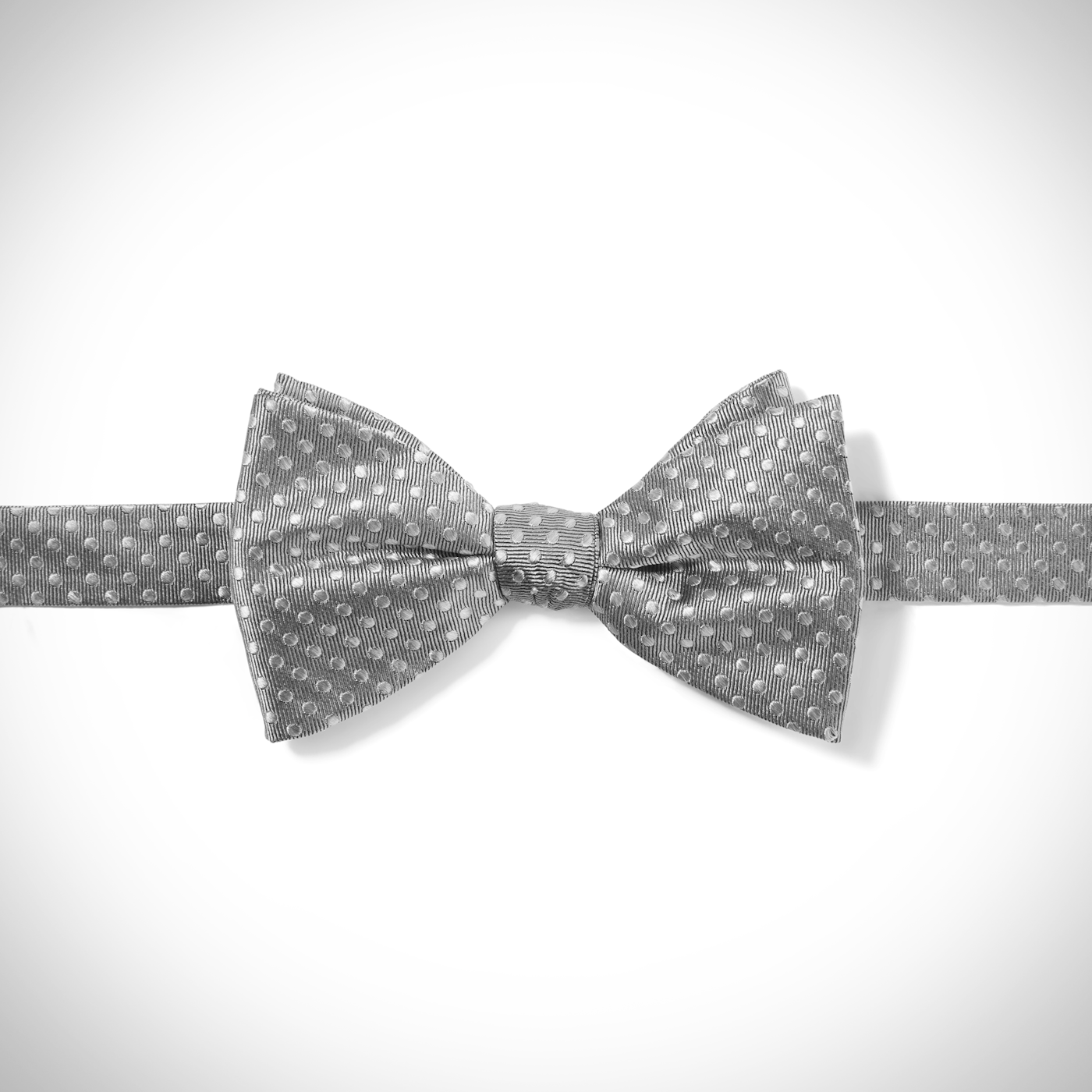 Silver Polka Dot Pre-Tied Bow Tie