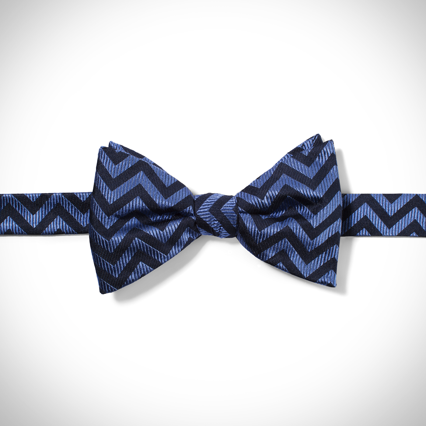 Blue Chevron Pre-Tied Bow Tie