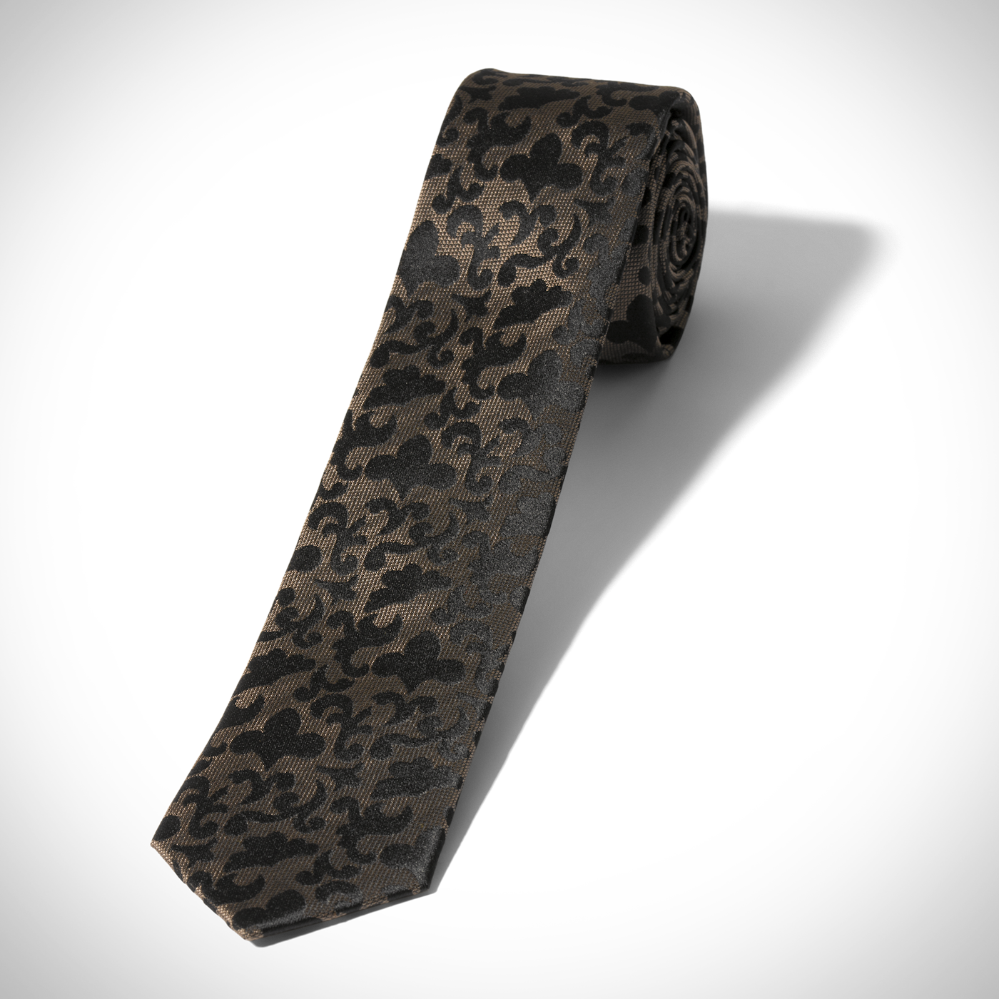 Taupe Vintage Brocade Skinny Tie