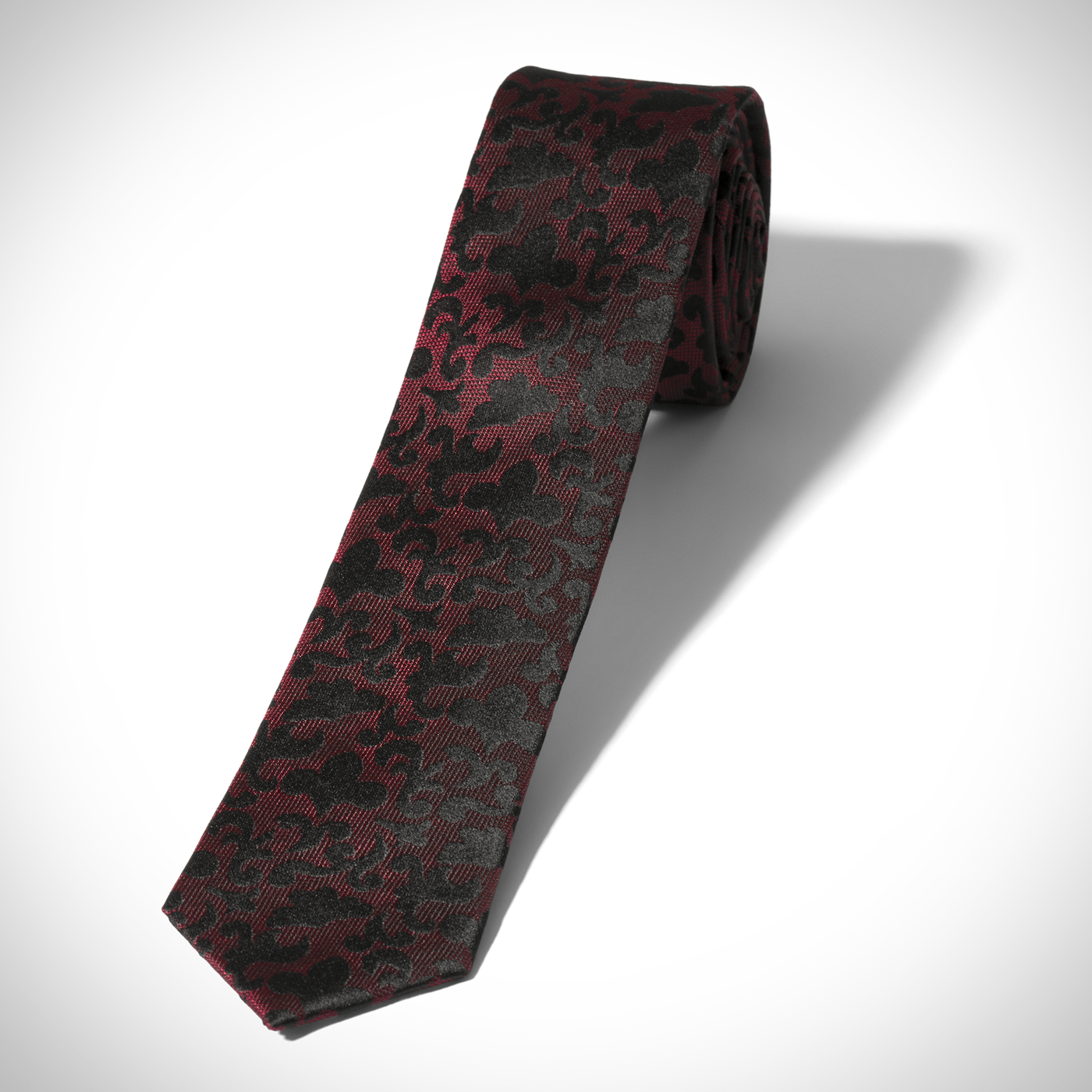 Wine Vintage Brocade Skinny Tie