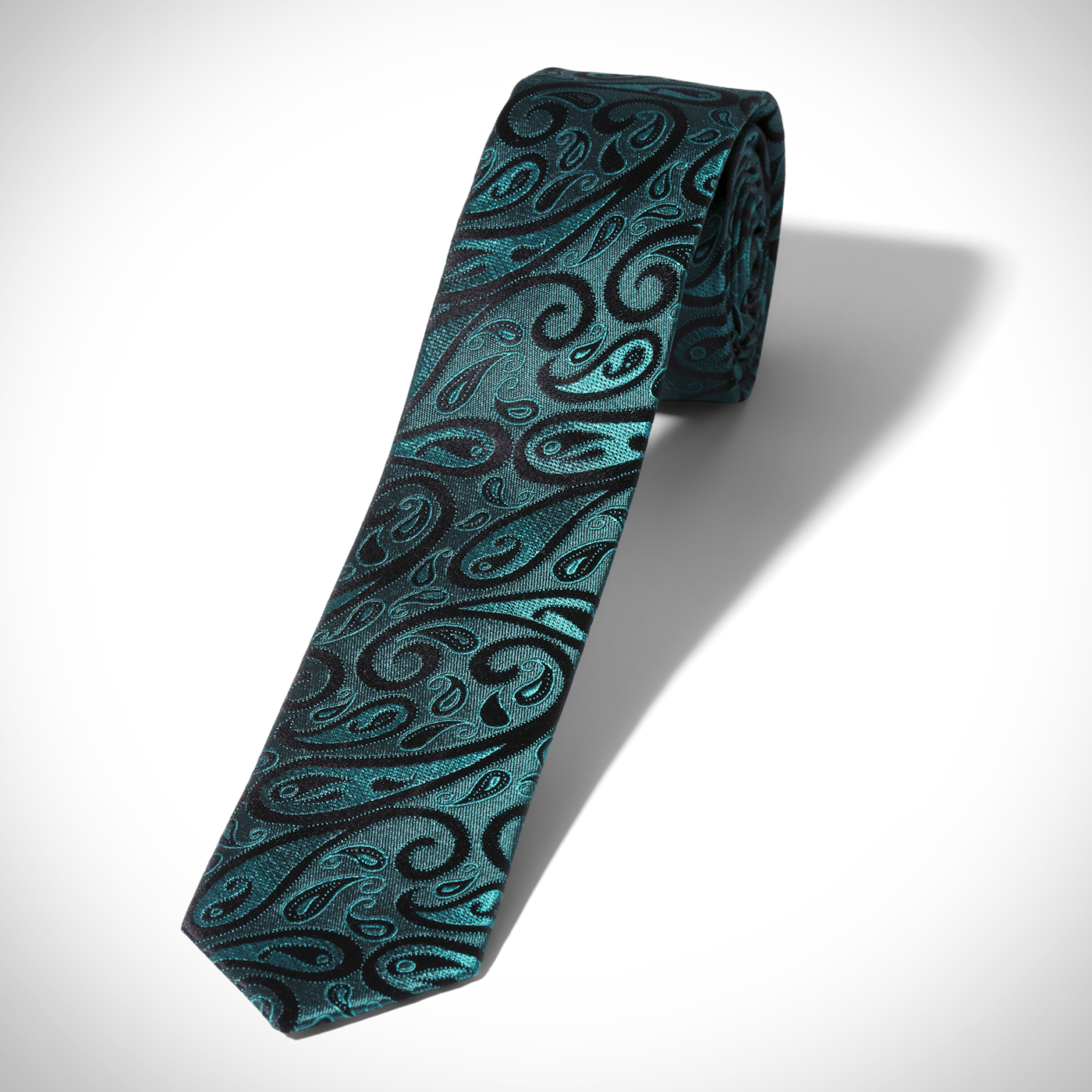 Skinny Emerald Modern Paisley Tie