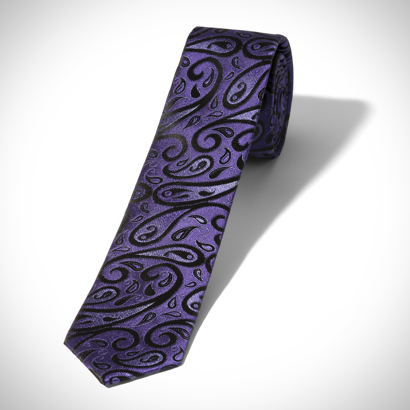Skinny Purple Modern Paisley Tie