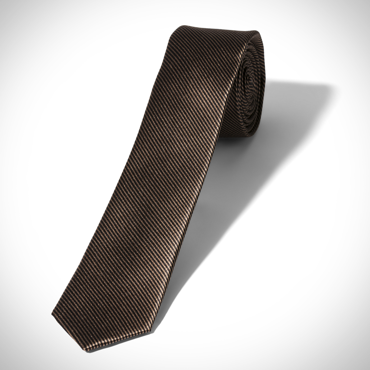 Skinny Taupe Thin Stripe Tie