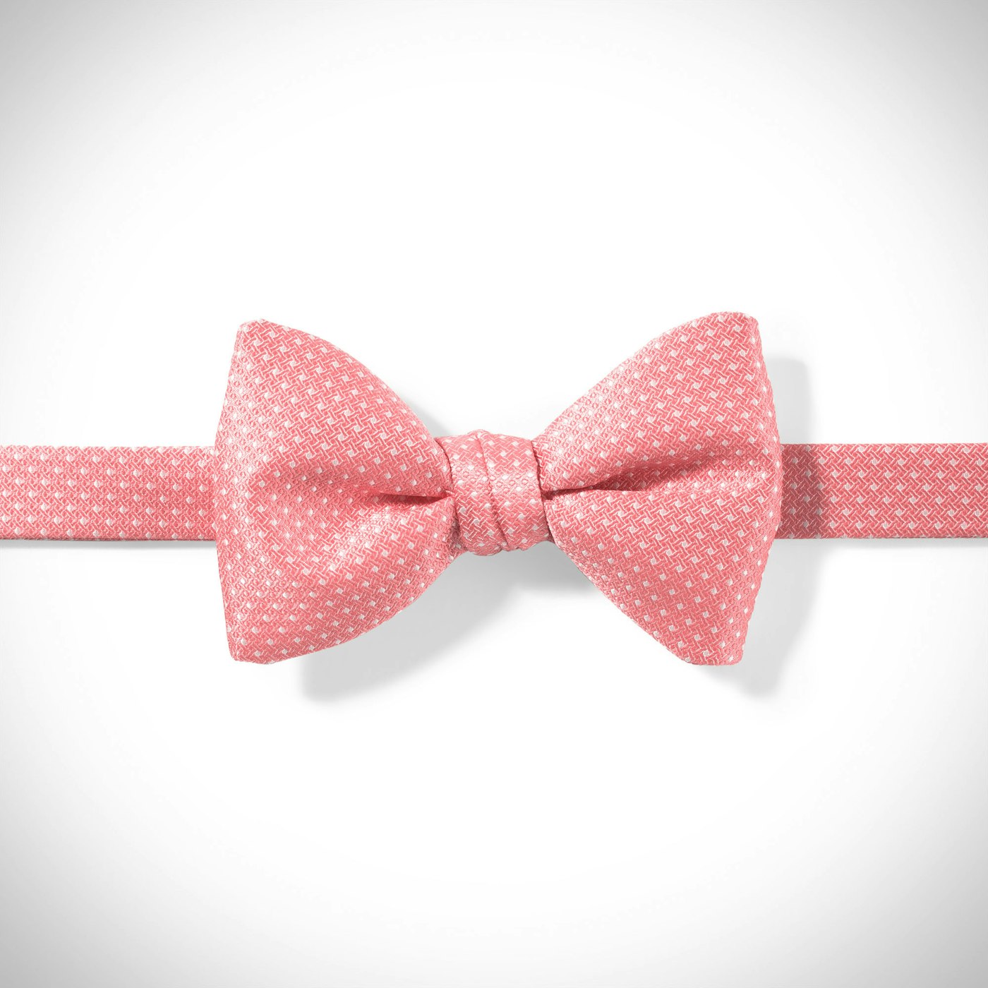 Coral and White Pin Dot Pre-Tied Bow Tie