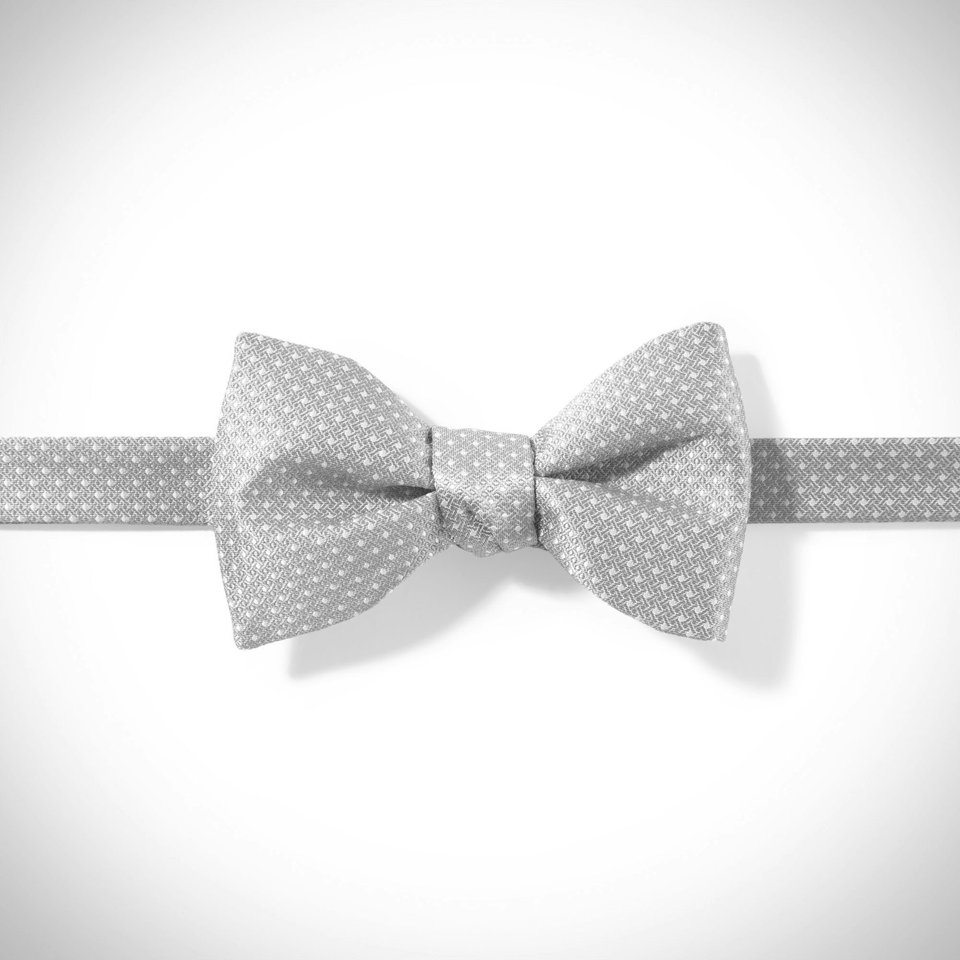 Platinum and White Pin Dot Pre-tied Bow Tie