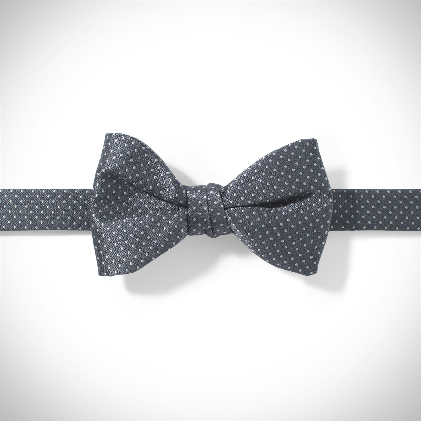Charcoal-Pewter and White Pin Dot Pre-tied Bow Tie