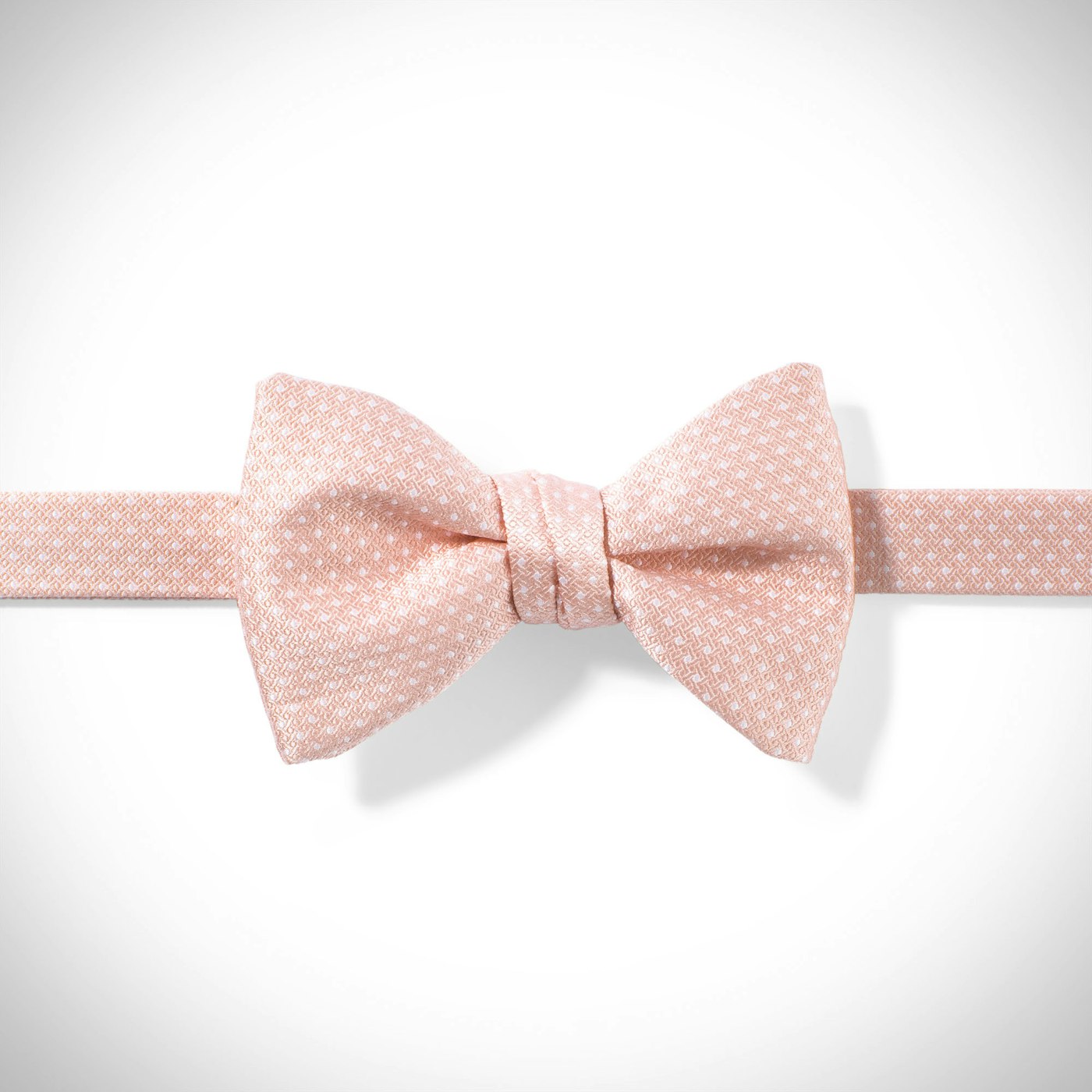 Blush and White Pin Dot Pre-tied Bow Tie