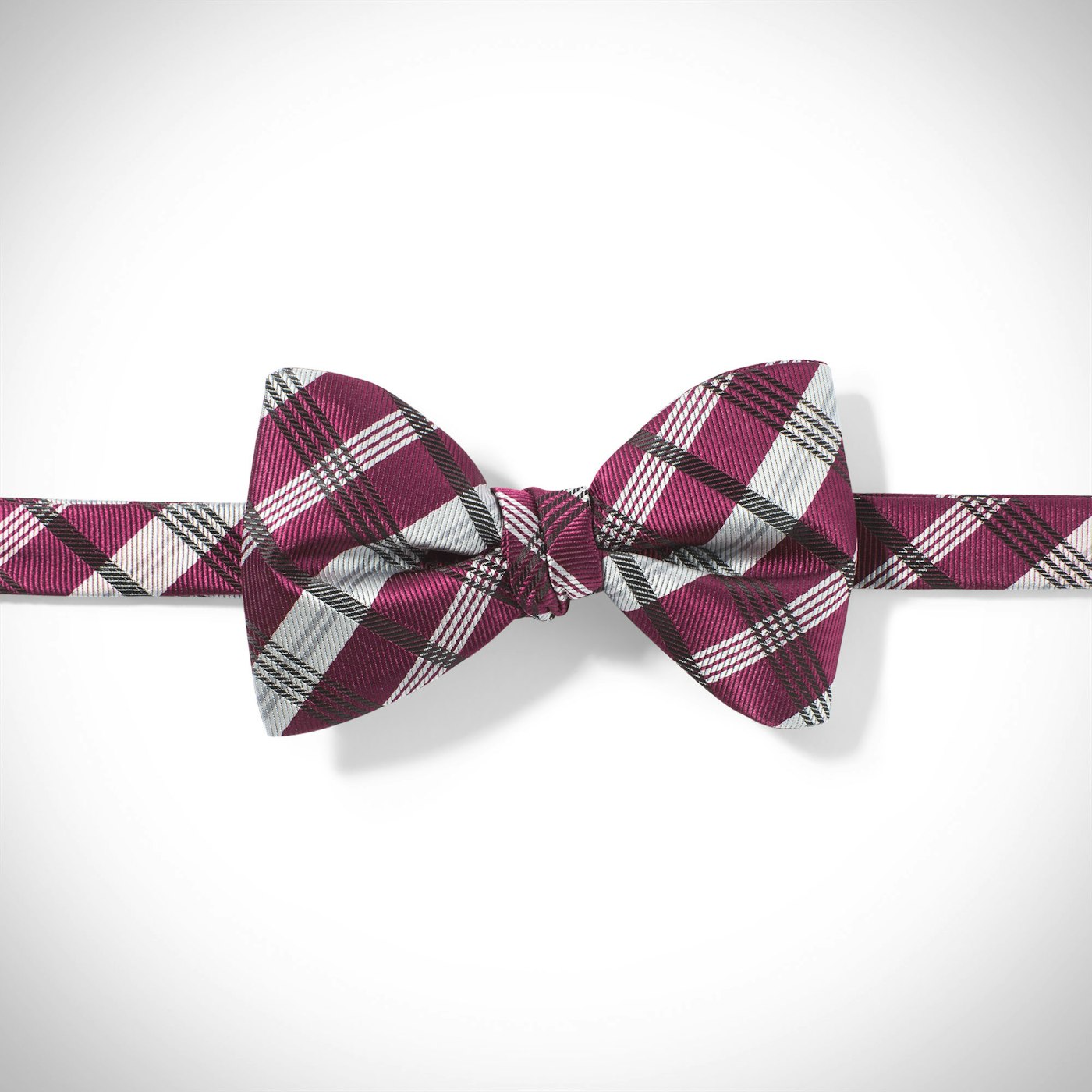 Wine-Sangria Plaid Pre-Tied Bow Tie