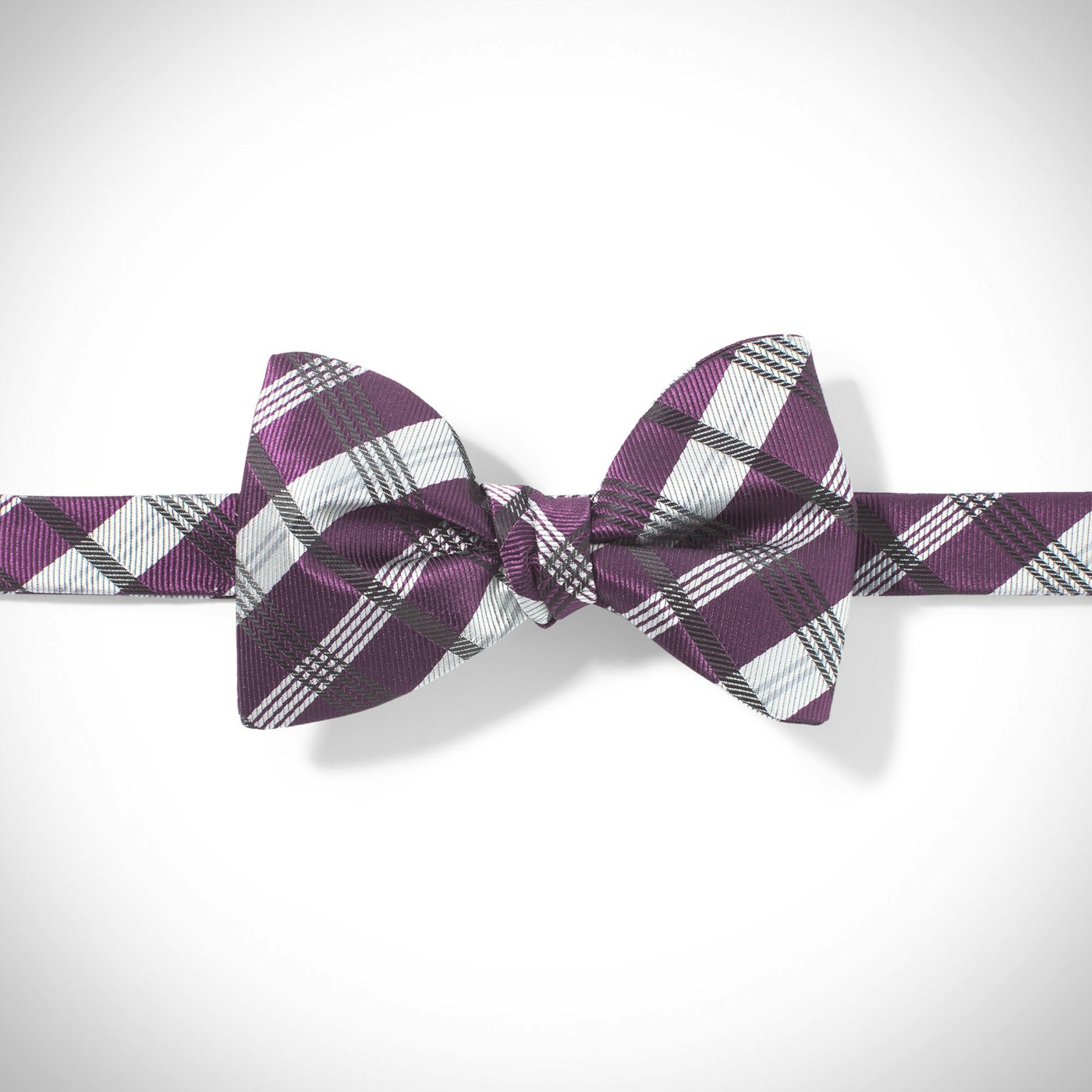 Plum Plaid Pre-Tied Bow Tie