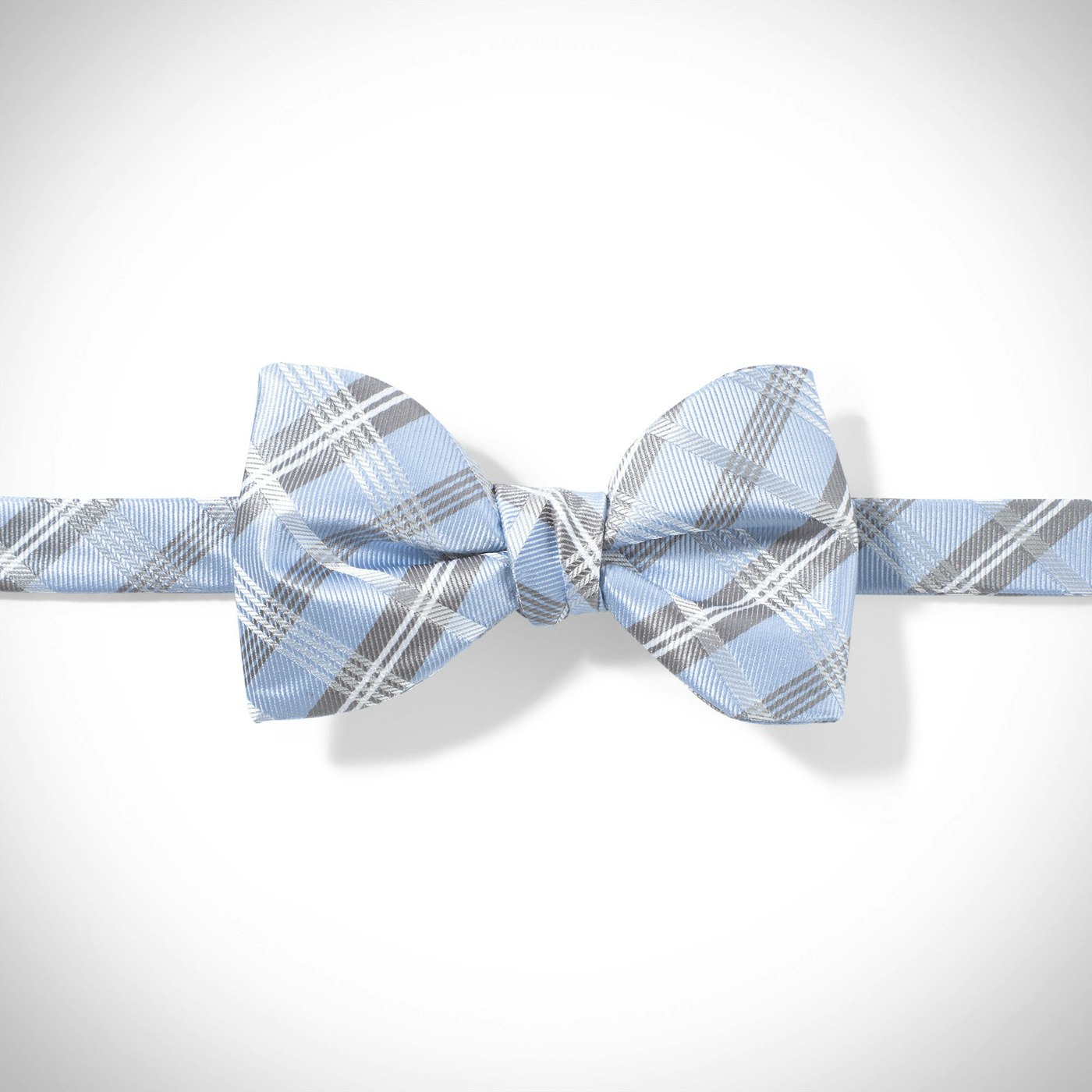 Ice Blue Plaid Pre-Tied Bow Tie