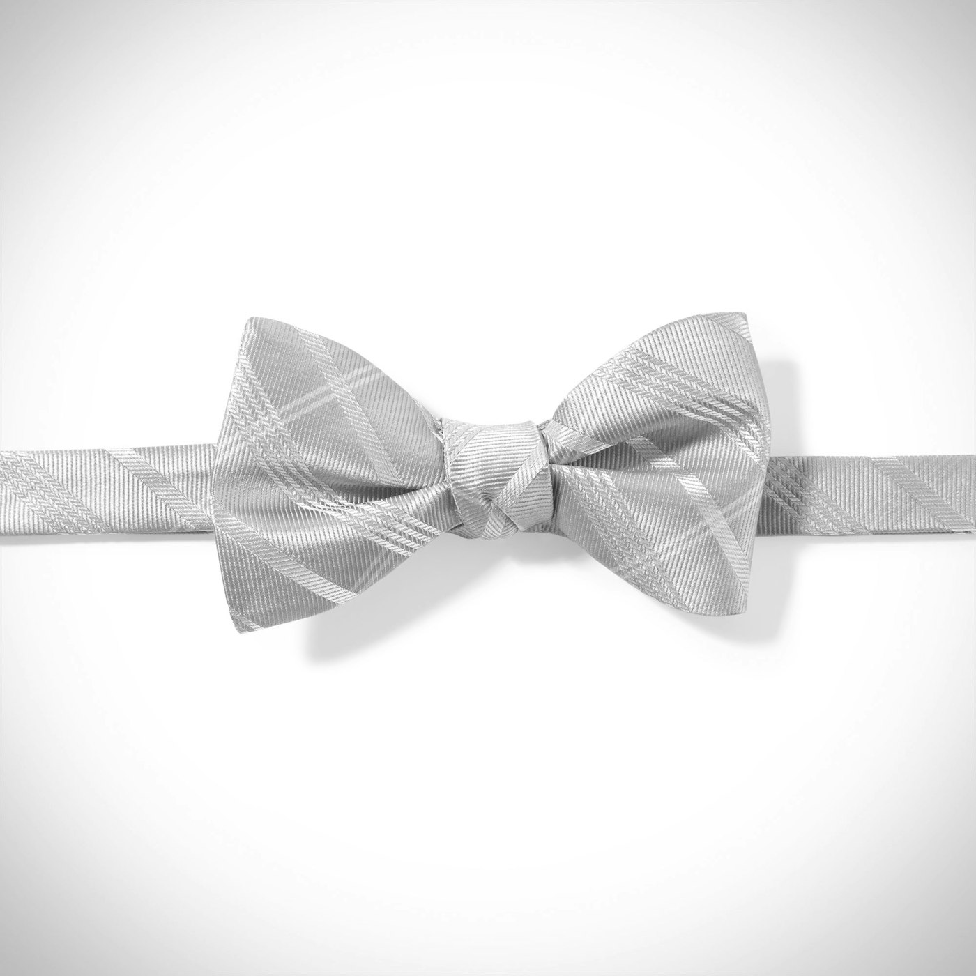 Platinum Plaid Pre-Tied Bow Tie