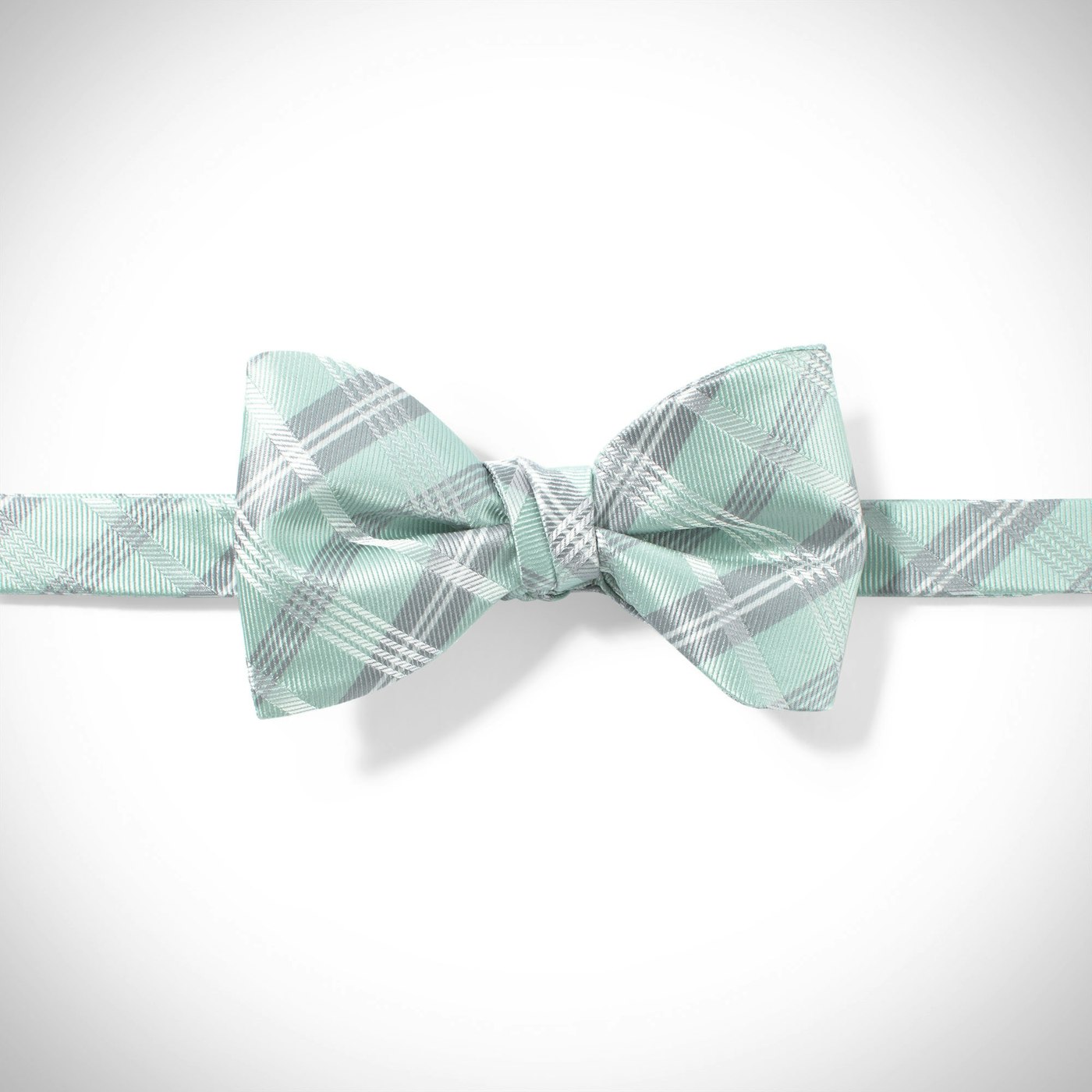 Mint Plaid Pre-Tied Bow Tie