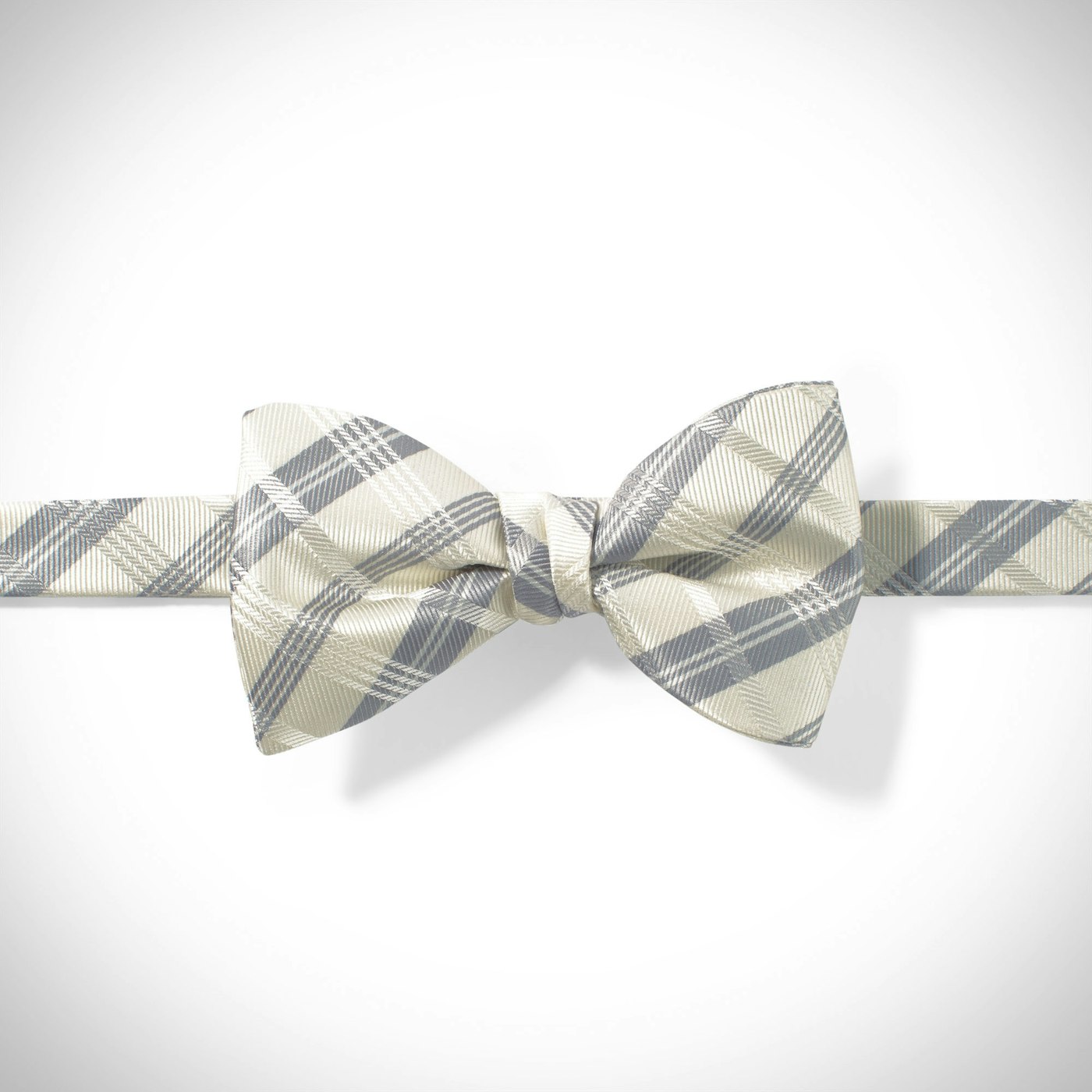Ivory Plaid Pre-Tied Bow Tie