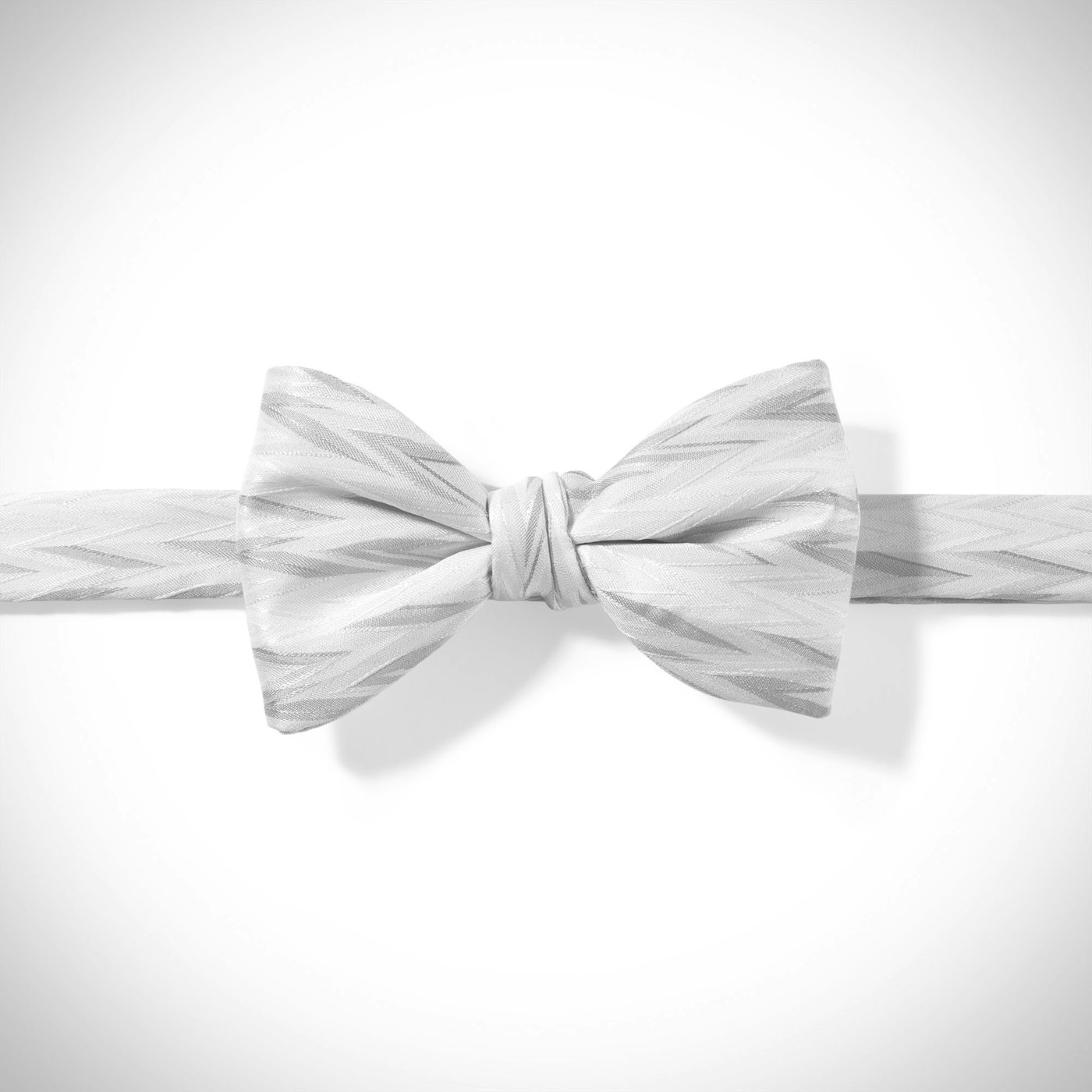 White Zig Zag Pre-Tied Bow Tie