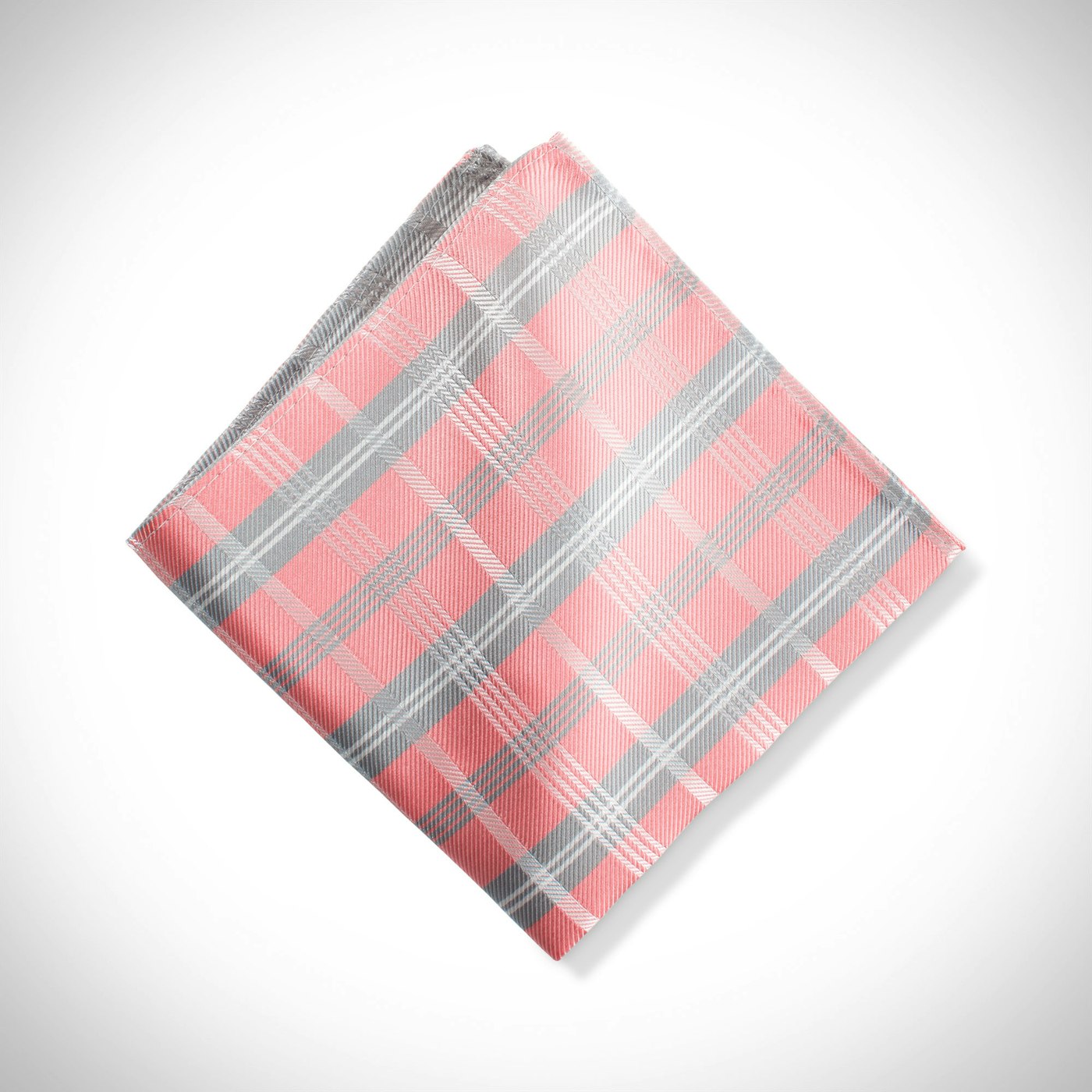 Coral Plaid Pocket Square