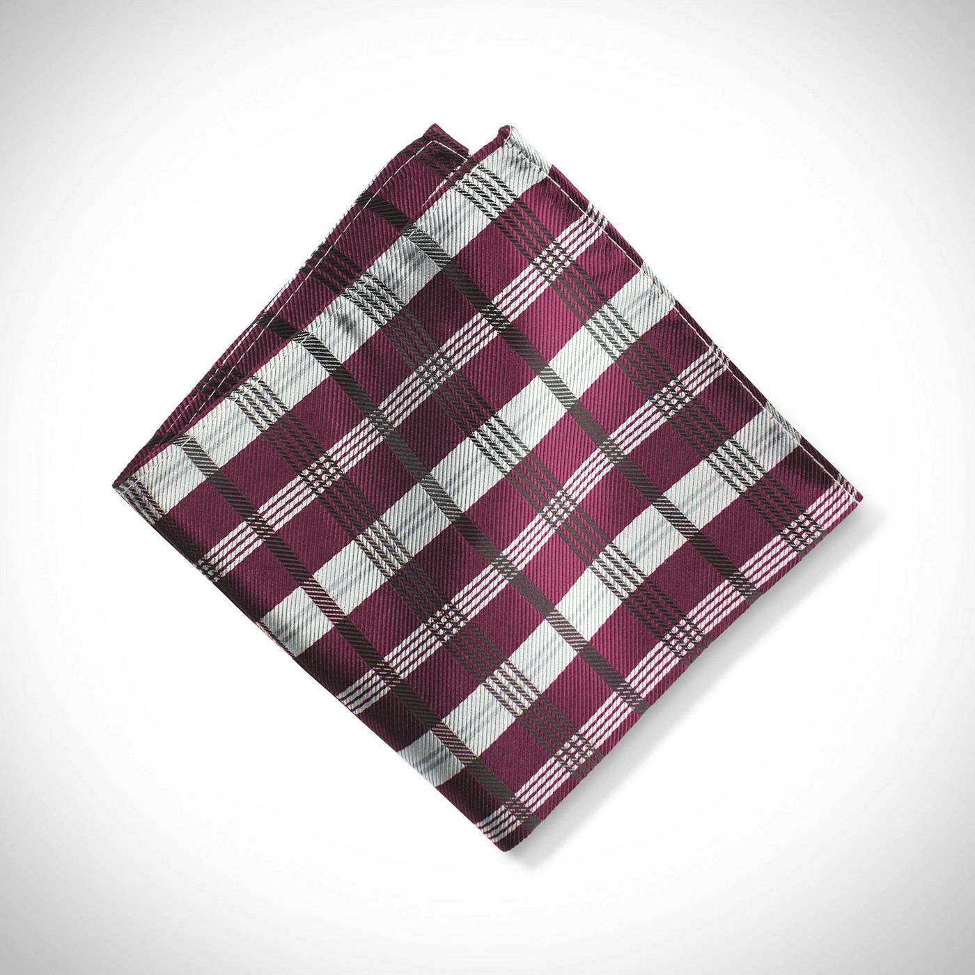 Wine Plaid Pocket Square