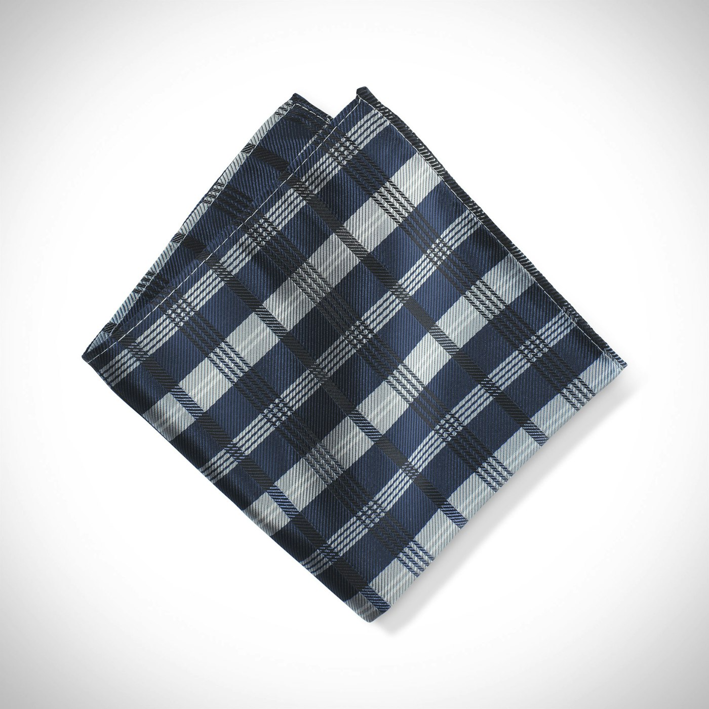 Dark Navy Plaid Pocket Square