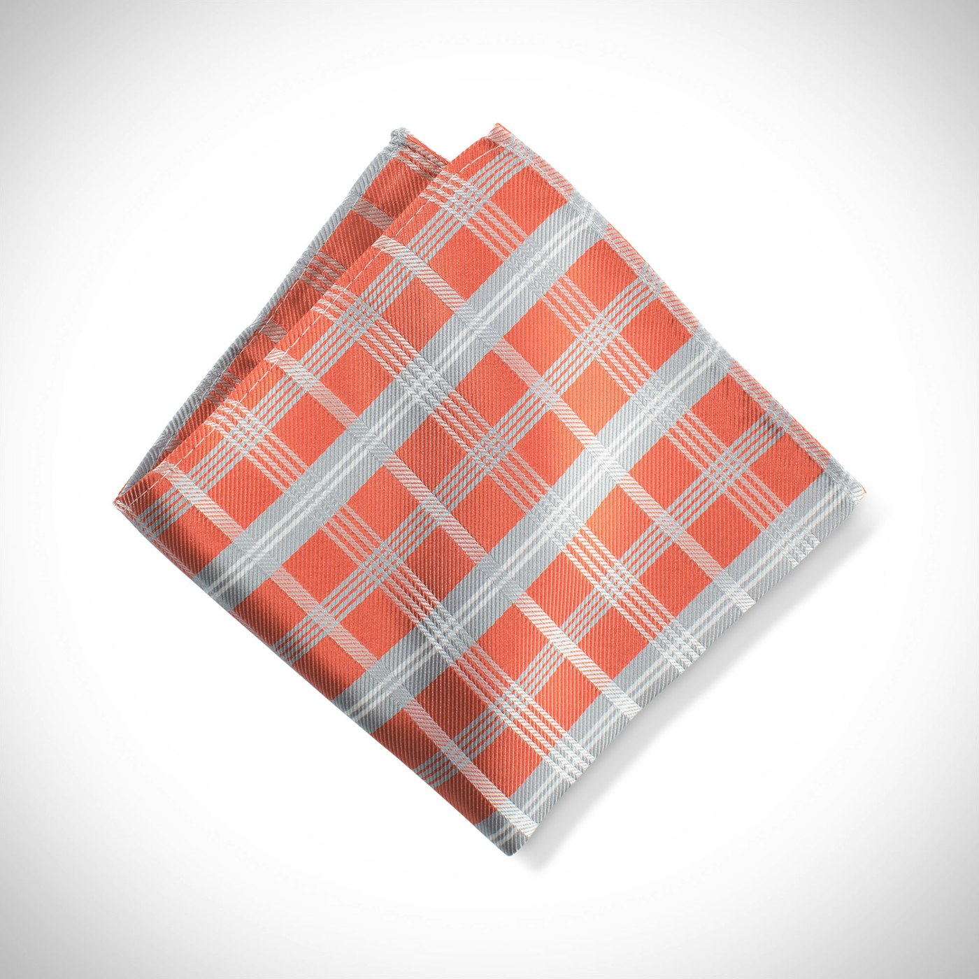 Dark Orange Plaid Pocket Square