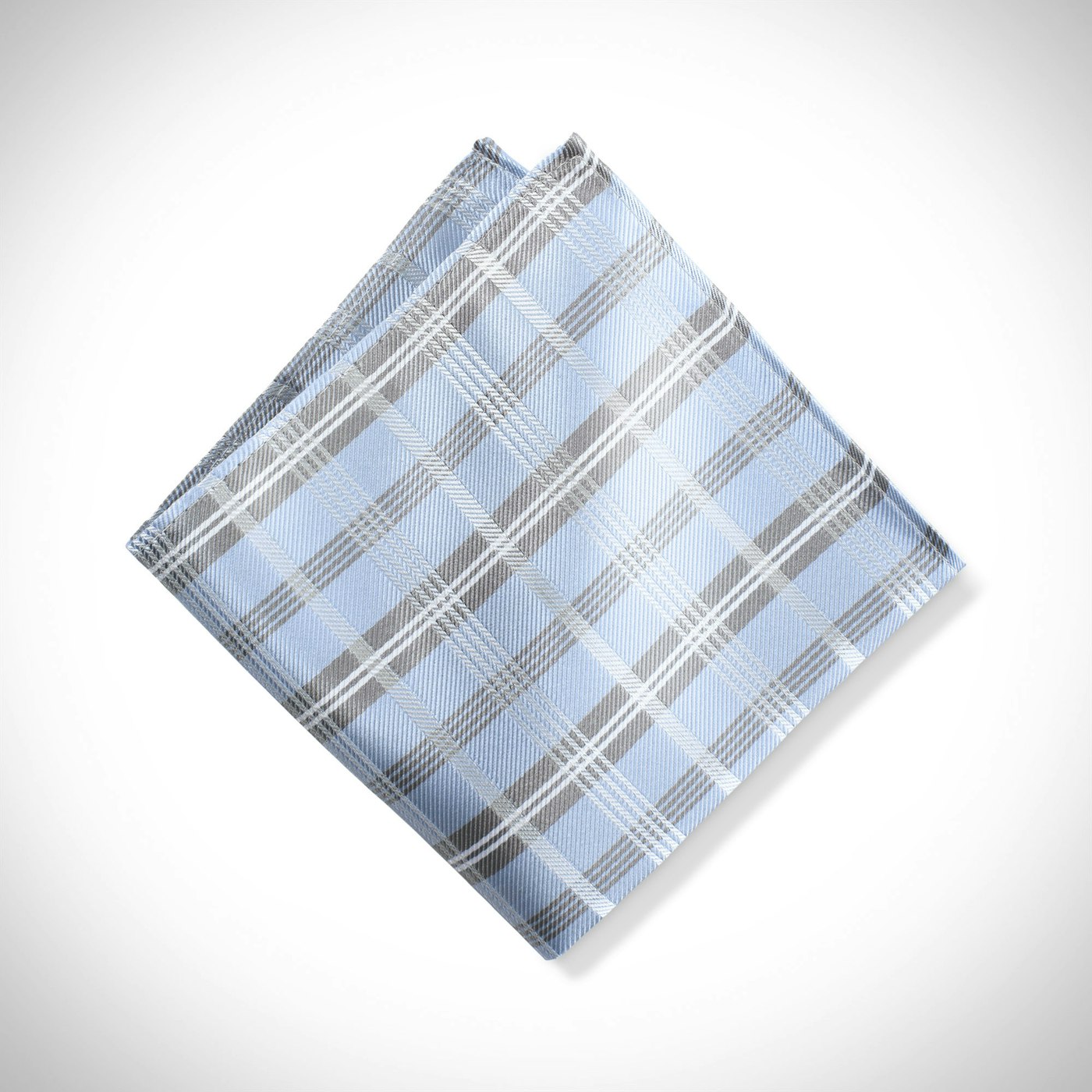 Ice Blue Plaid Pocket Square