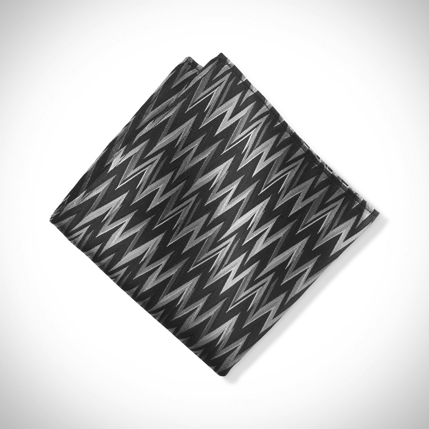 Black Zig Zag Pocket Square