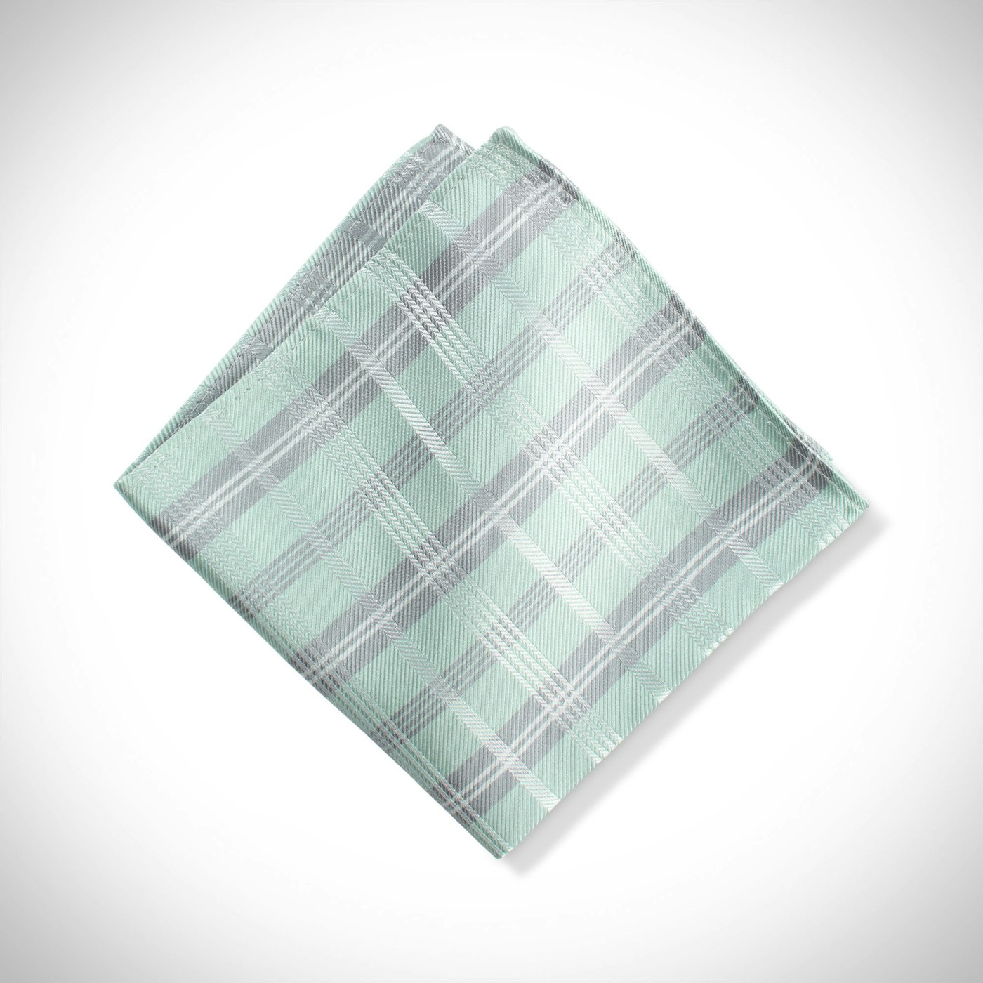 Mint Plaid Pocket Square