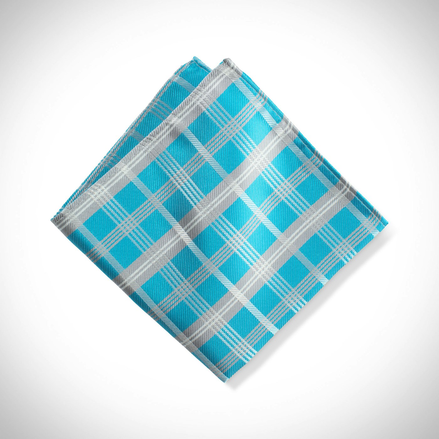 Aqua Plaid Pocket Square