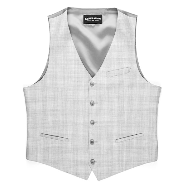 Light Gray Plaid Tailored Suit Vest