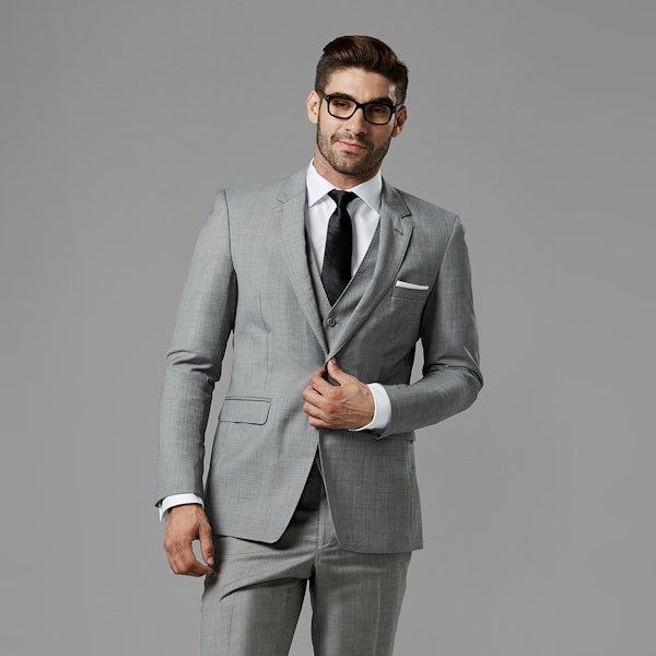 Gray Sharkskin Notch Lapel Suit