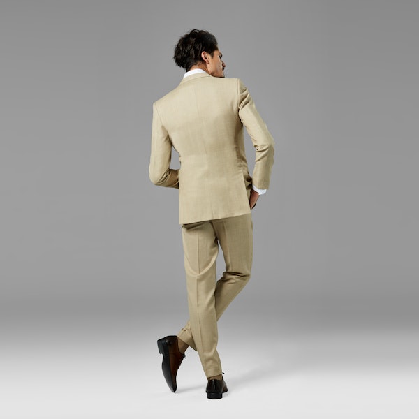 Tan Sharkskin Notch Lapel Suit