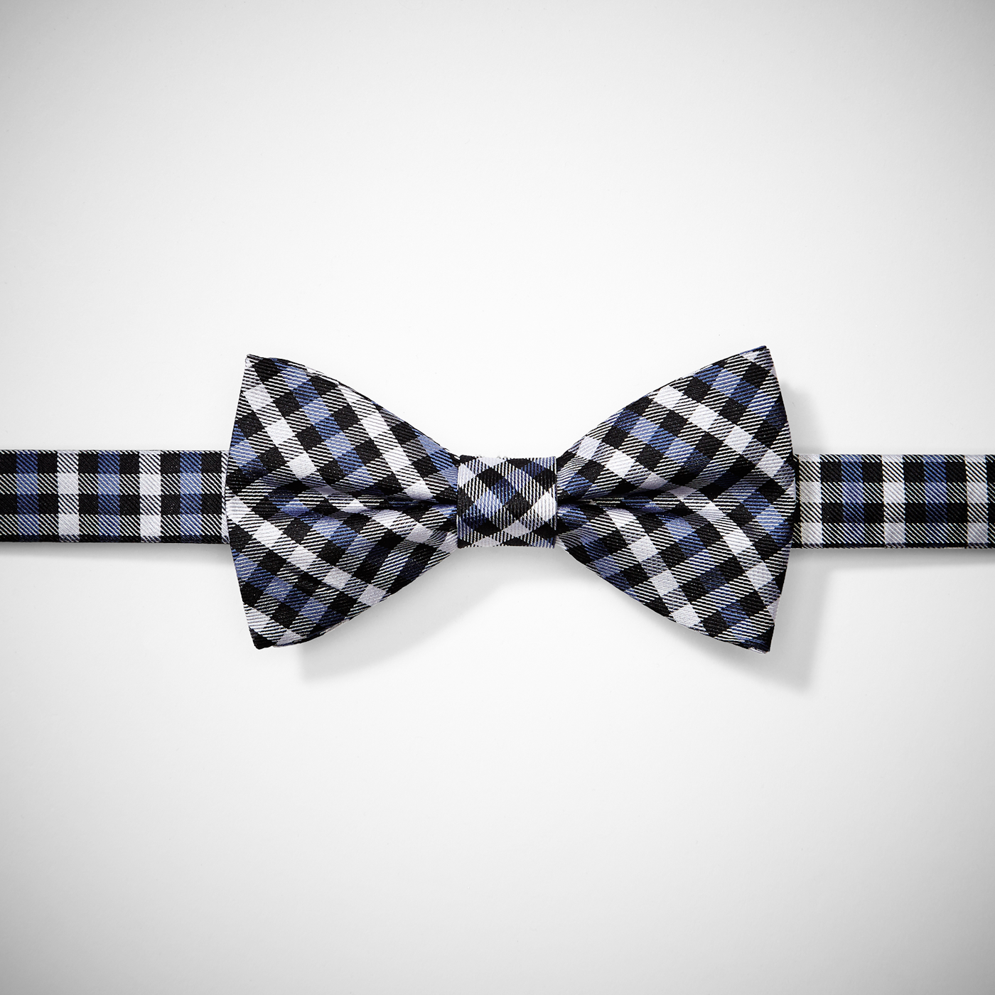 Blue Gingham Pre-Tied Bow Tie