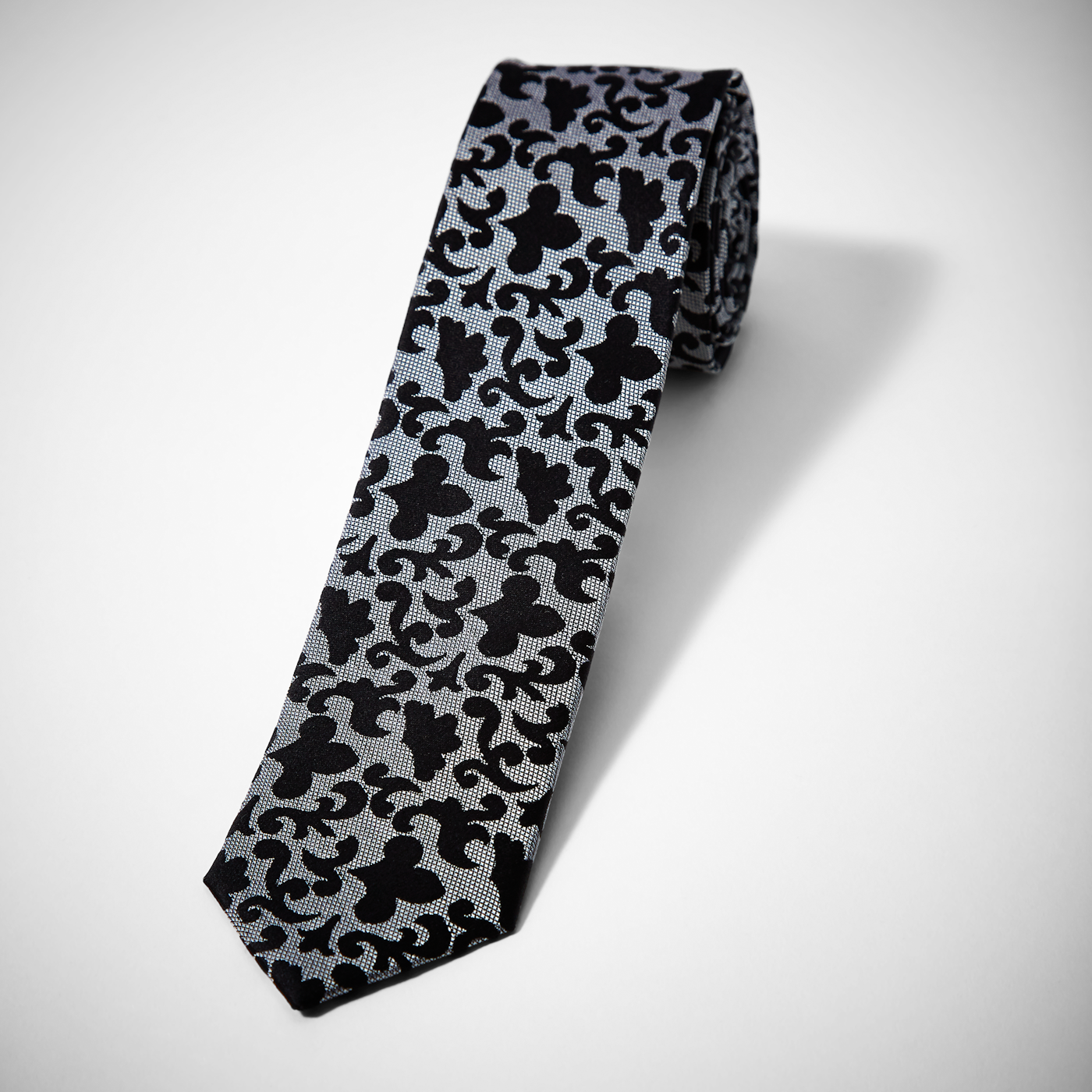 Gray Vintage Brocade Skinny Tie