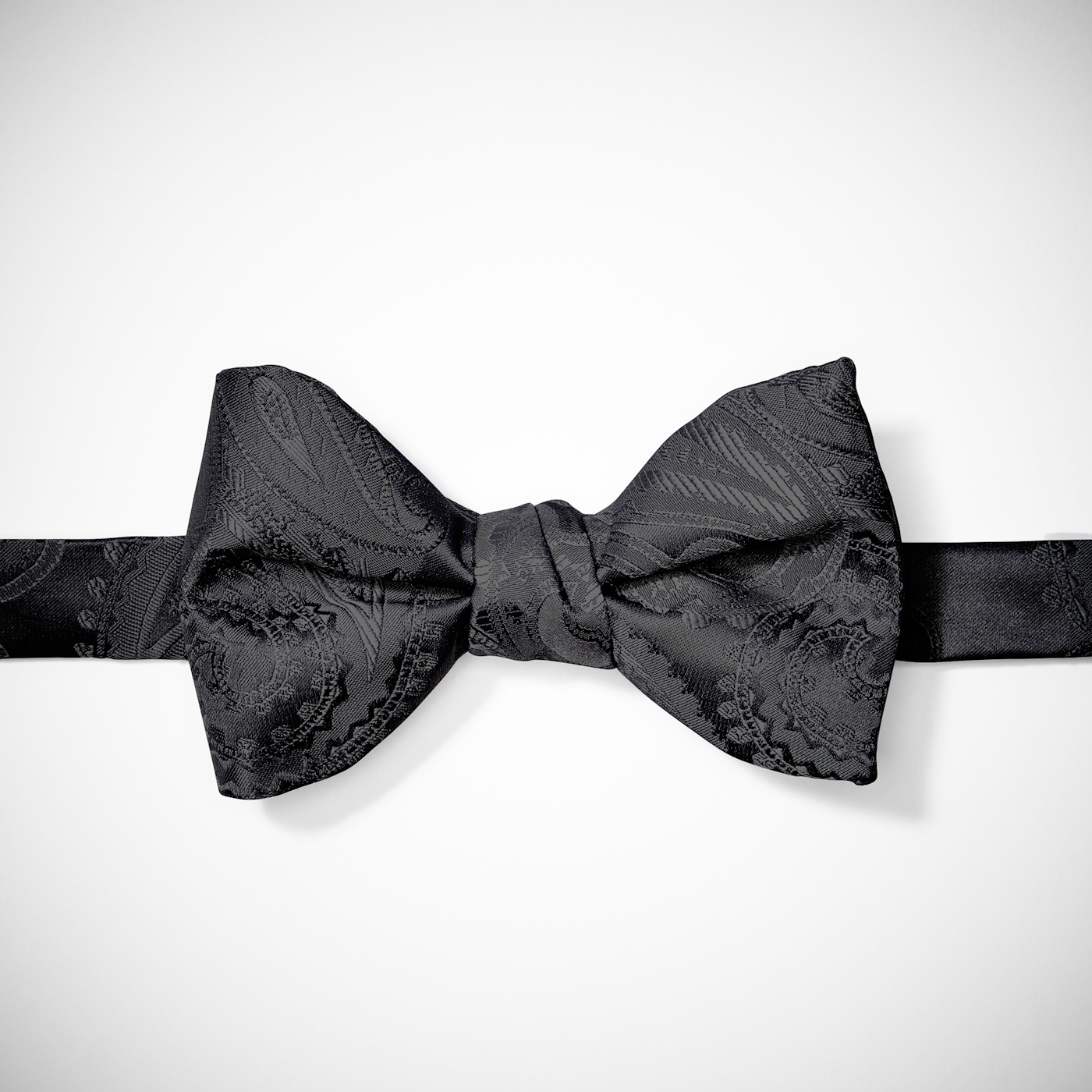 Pre-Tied Black Paisley Bow Tie