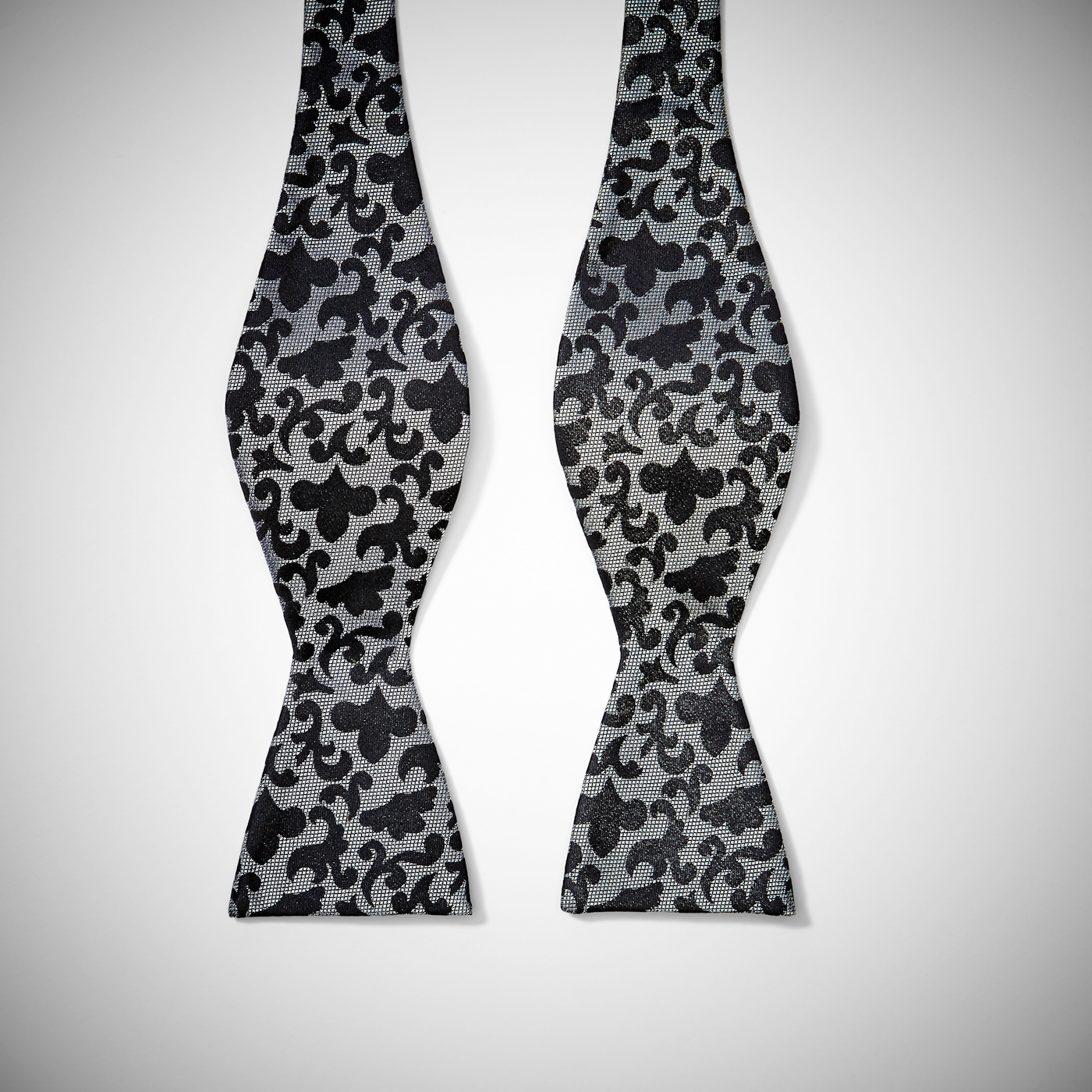 Gray Vintage Brocade Bow Tie