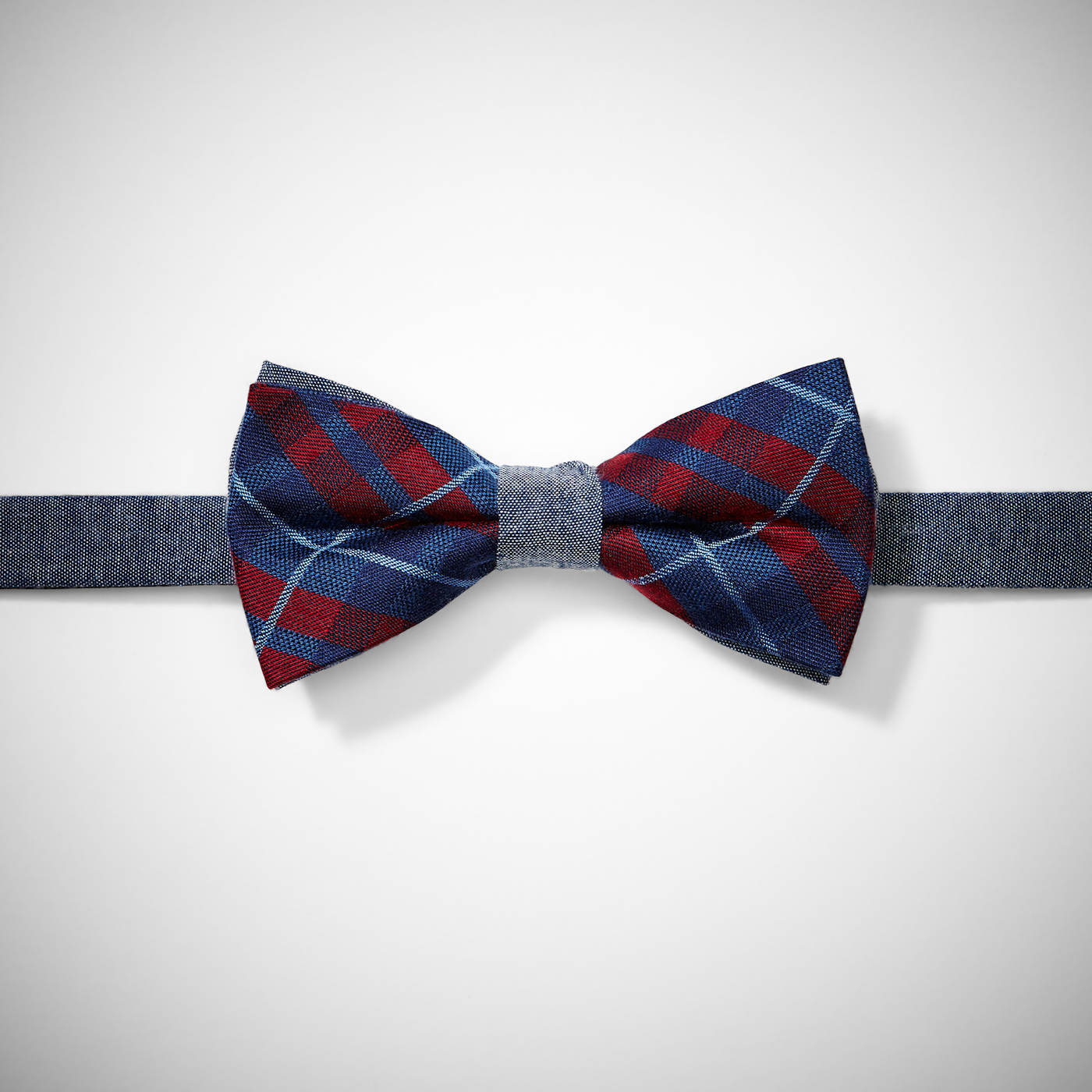 Blue-and-Red Plaid Bow Tie