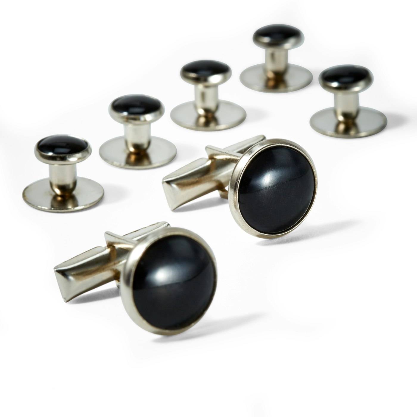 Black and Silver Cufflinks and Studs