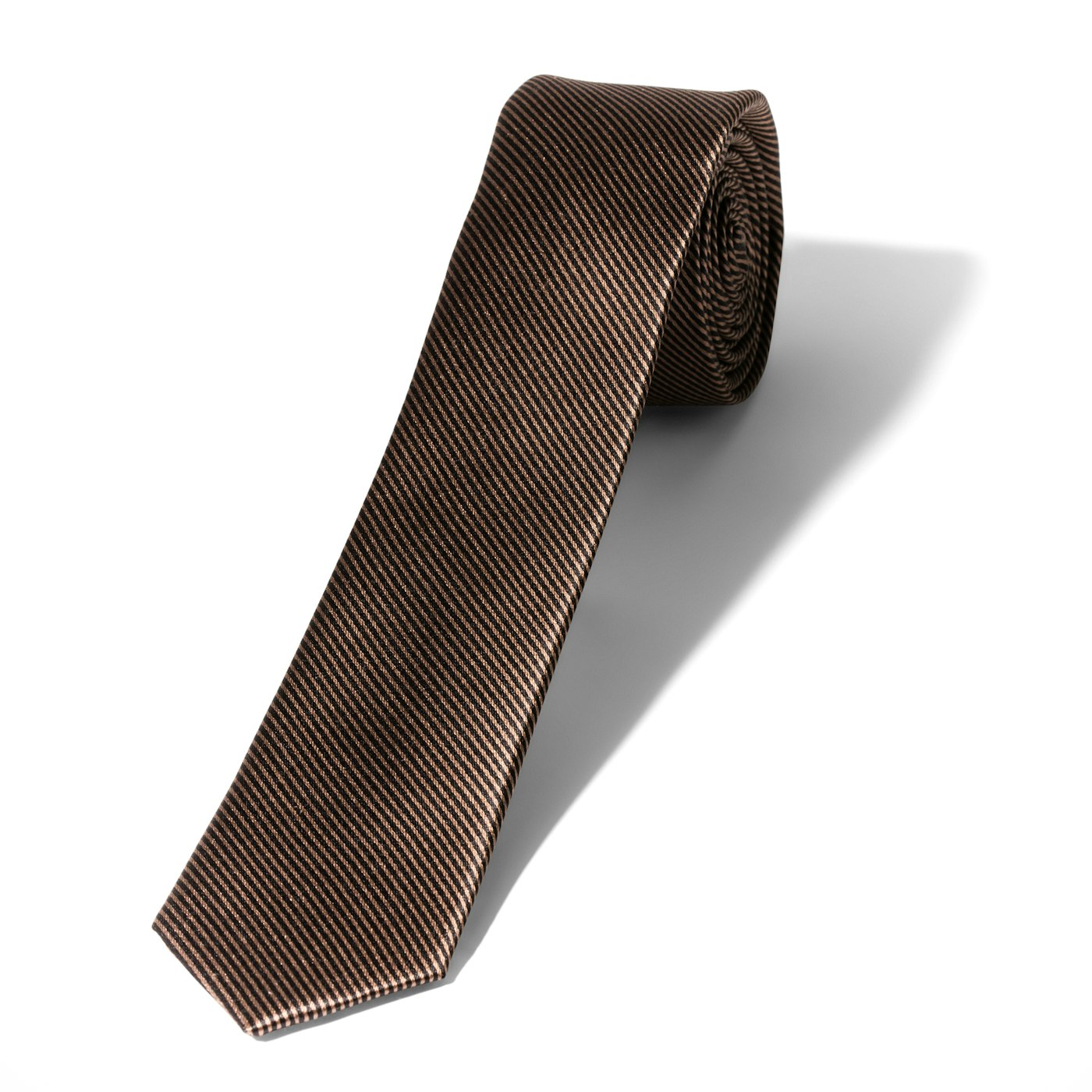 Skinny Taupe Thin Stripe Tie