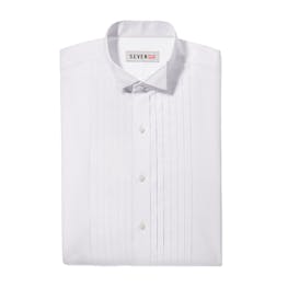 Pleated White Wingtip Collar Shirt